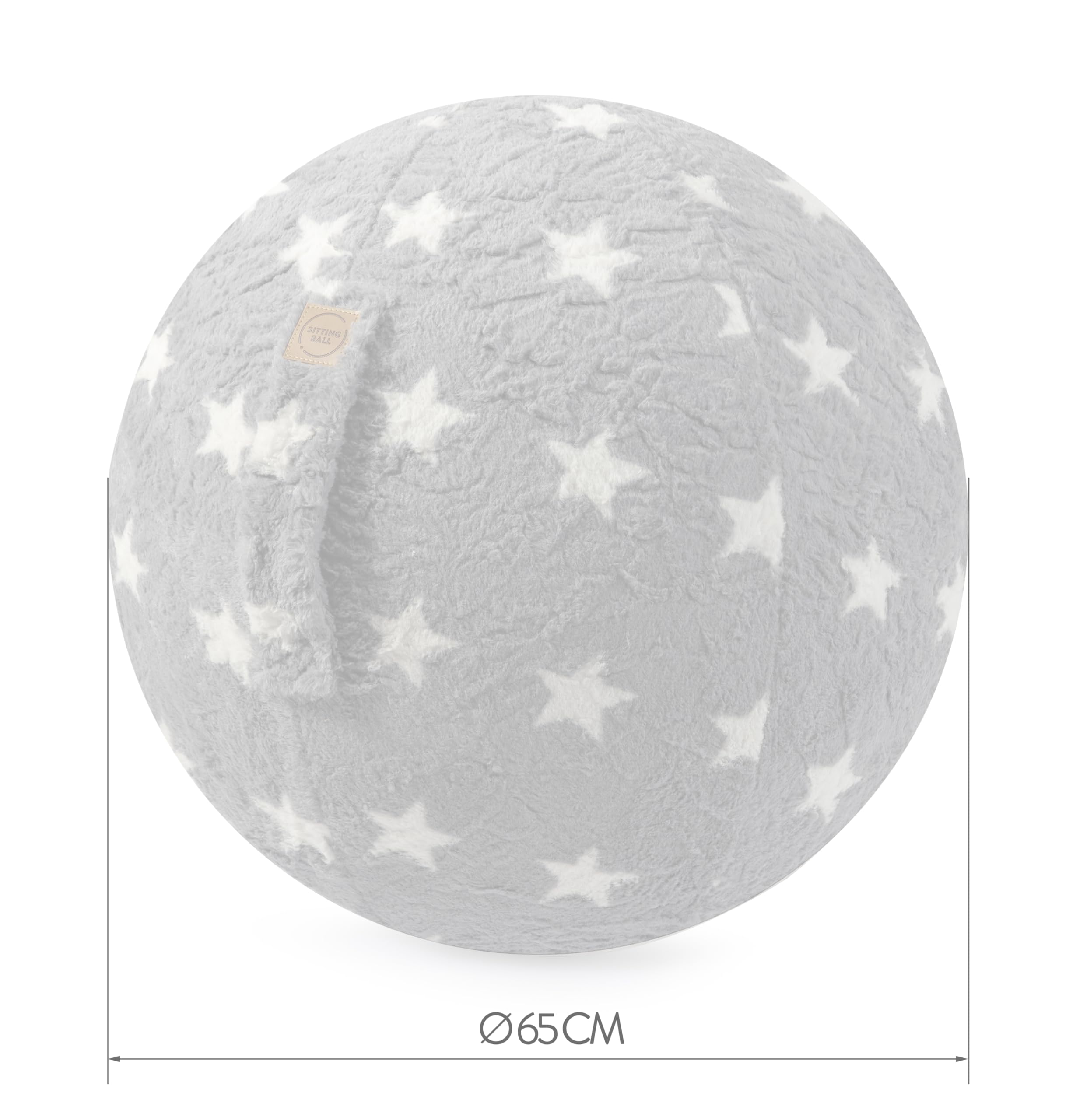 Sitting Ball Sitzball/Gymnastikball Fluffy Stars mit Webplüsch-Bezug in grau