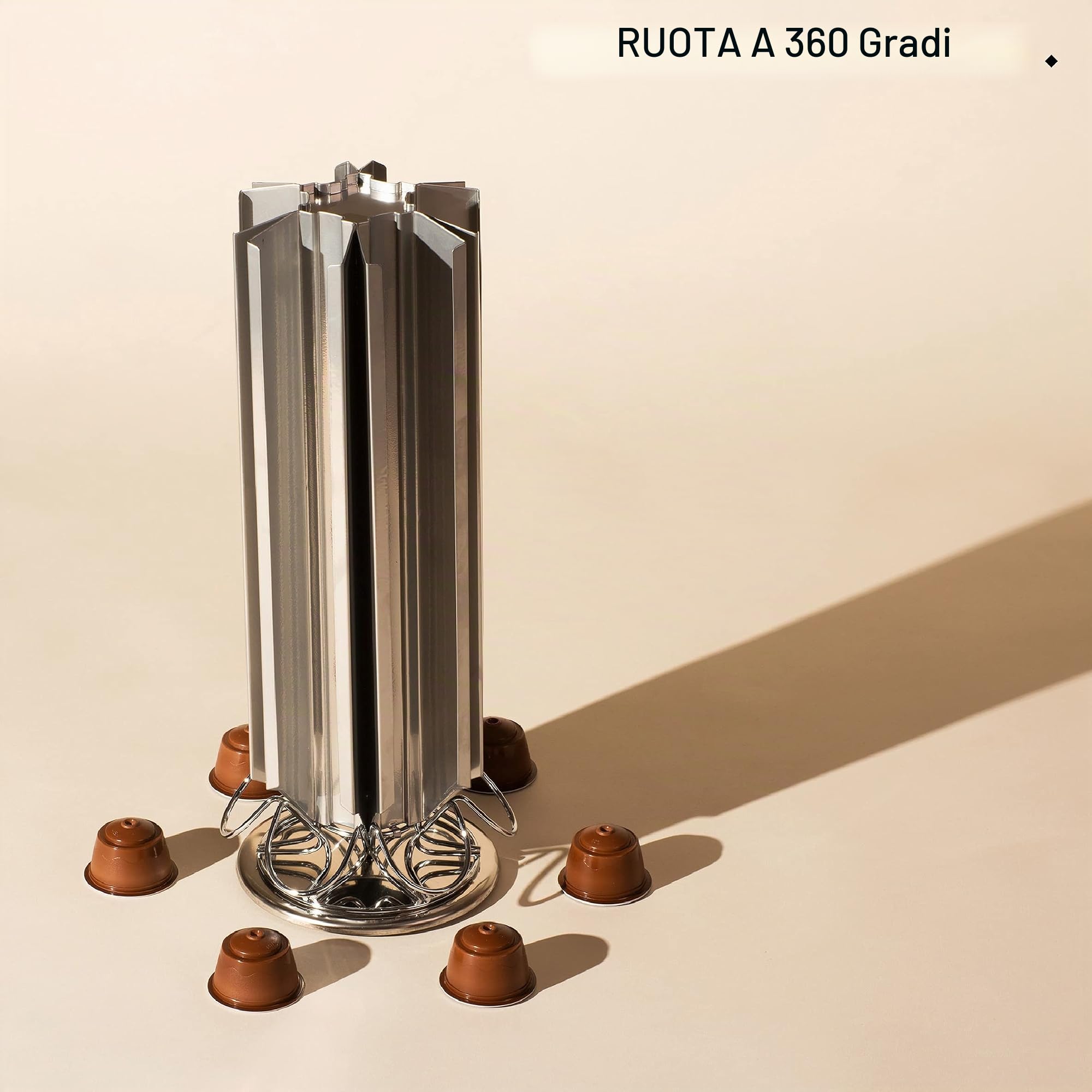 Peak Coffee - Porta Capsule Dolce Gusto - Porta Cialde - 48 Capsule - Contenitore Capsule Nespresso - Supporto Girevole Verticale 360° - Antiscivolo e AntiGraffio - Organizzatore Cialde