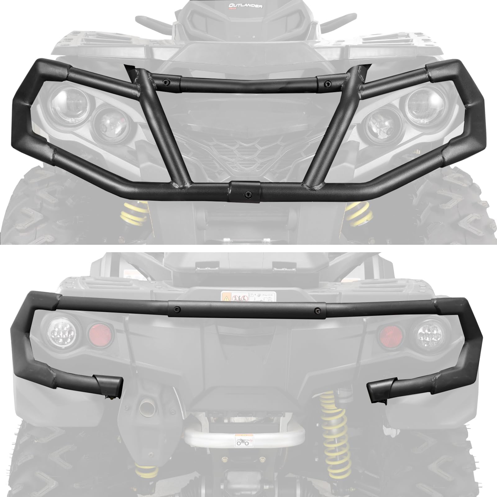 Front & Rear Bumper for Can Am Outlander G2 450 500 570 650 800 850 1000 Max 2012-2024, Steel Brushguard Protector Accessories, Replace #715004837, #715004920 (2 Sets)