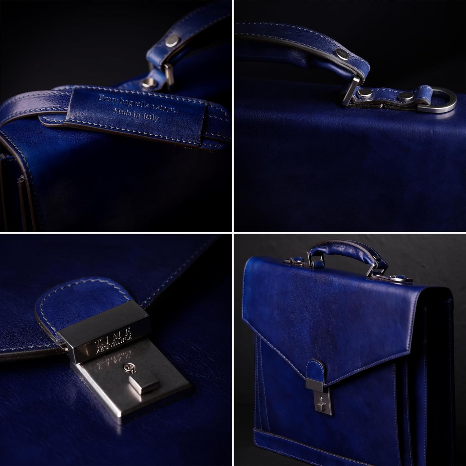 Time Resistance Leather Briefcase for Men - Business Laptop Bag - Italian Handmade Leather Bag - Attache - Gift Box Included - Image 5