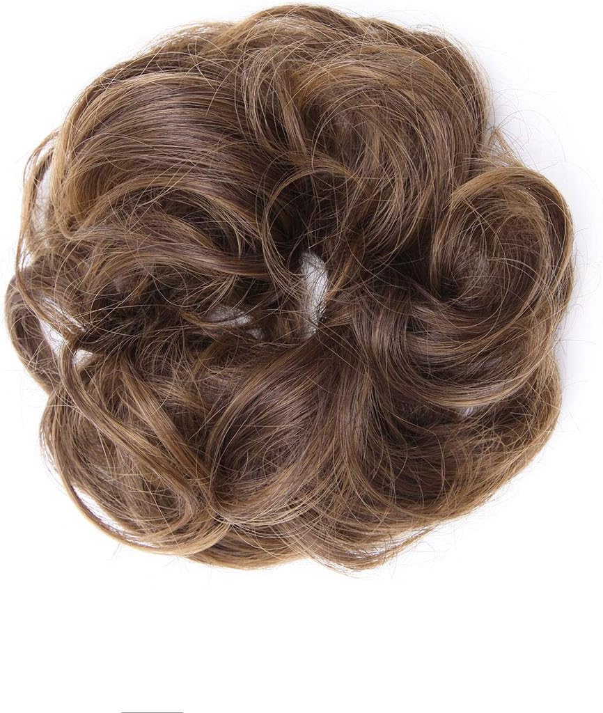 Scrunchy Scrunchie Bun Updo Hairpiece Hair Ribbon Ponytail Extensions Wavy Curly Messy Bun Donut Chignon Hair Piece Wig Medium Light Brown to Light Auburn - Image 5