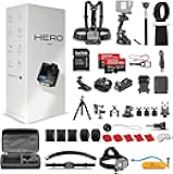 Hero (Go Pro Hero) Black Compact - Waterproof Action Camera with 4K Ultra HD Video, 12MP Photos + 50-in-1 Accessory Kit + 2 X 64GB Card + More