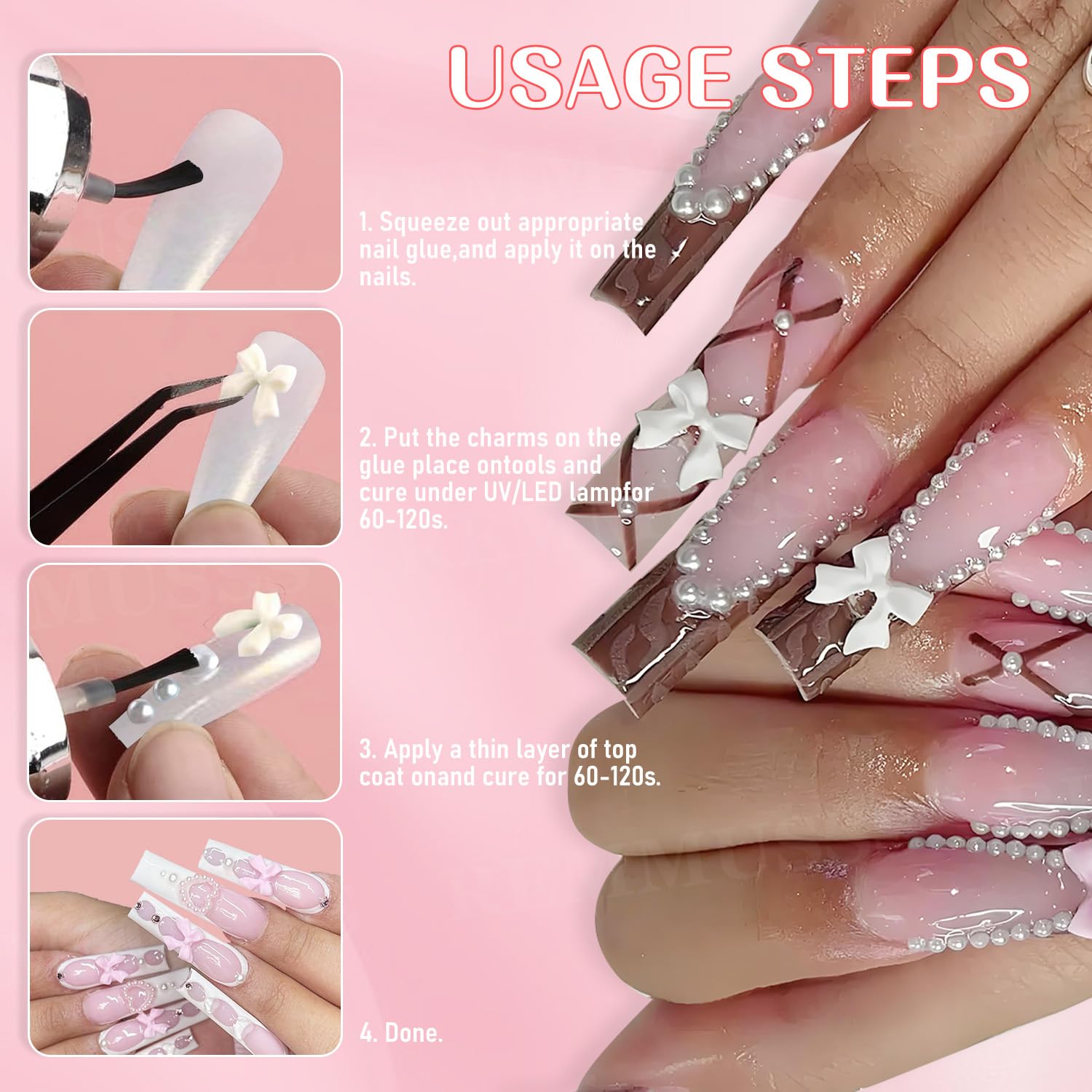 1 pudełko 12 siatek 3D Dekoracja paznokci, DIY Nail Art Design, Akcesoria do zdobienia paznokci dla kobiet i dziewcząt, mieszane kolorowe kokardy, płaskie tło koraliki, gwiazdy, kwiaty