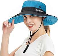 Vista 34 de Sombrero de sol de verano para mujer, cola de caballo – Protección UV de malla de ala ancha plegable con agujero para cola de caballo Beige