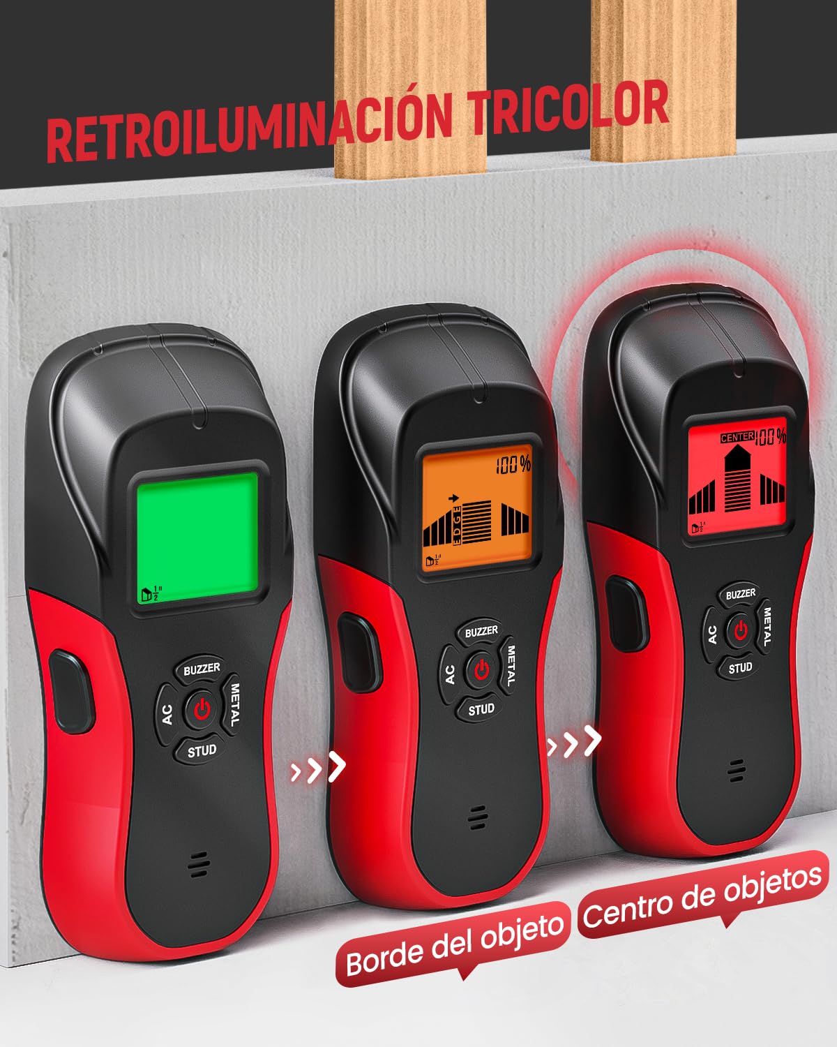 KAIWEETS Detector Cables y Tuberias, Detector Cables Pared con Alarma de Calibración, Escáner de Pared para Madera, Metal y Líneas Eléctricas (Negro)