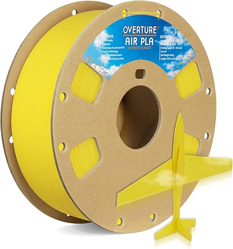 OVERTURE Air Filamento PLA preespumado de baja densidad, ácido poliláctico ligero, carrete de cartón, 1.8 lbs (1.8 libras), precisión dimensional +-