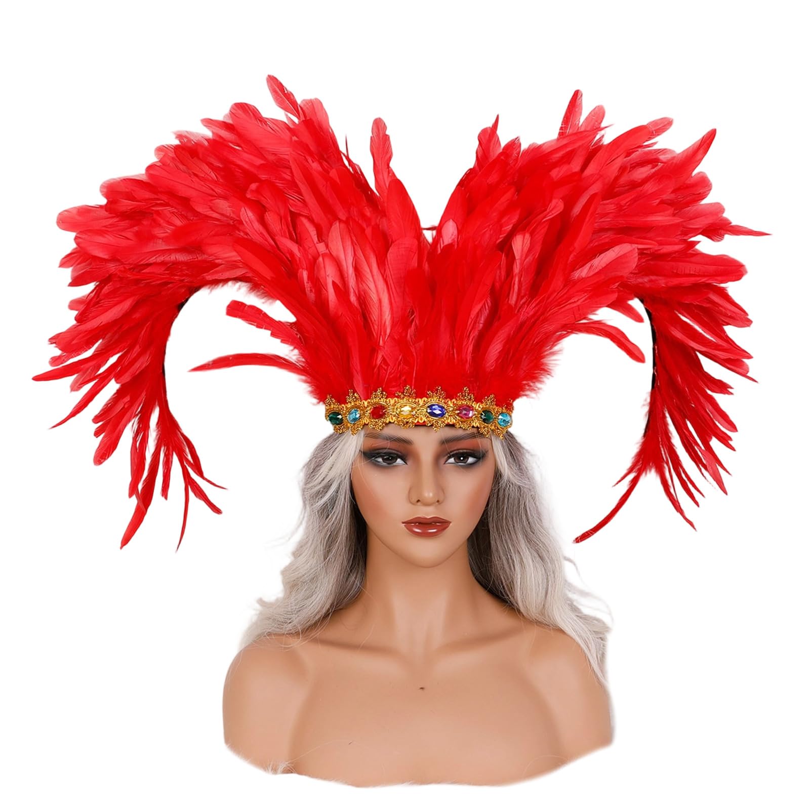 sodeber Decorative Feathered Headpiece Crowns Headdress Carnivals Headwear Mardis Gras Accessory20s Flapper Headband Carnivals Headdress for Women