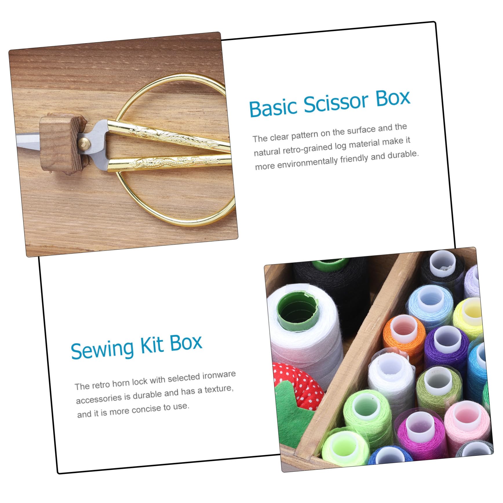 WOONEKY Caja de Costura de Madera Sólida Agujas E Hilos para Manualidades Kit de Costura Completo para Principiantes y Profesionales Color Natural Uso en Hogar y Viaje Adecuado DIY