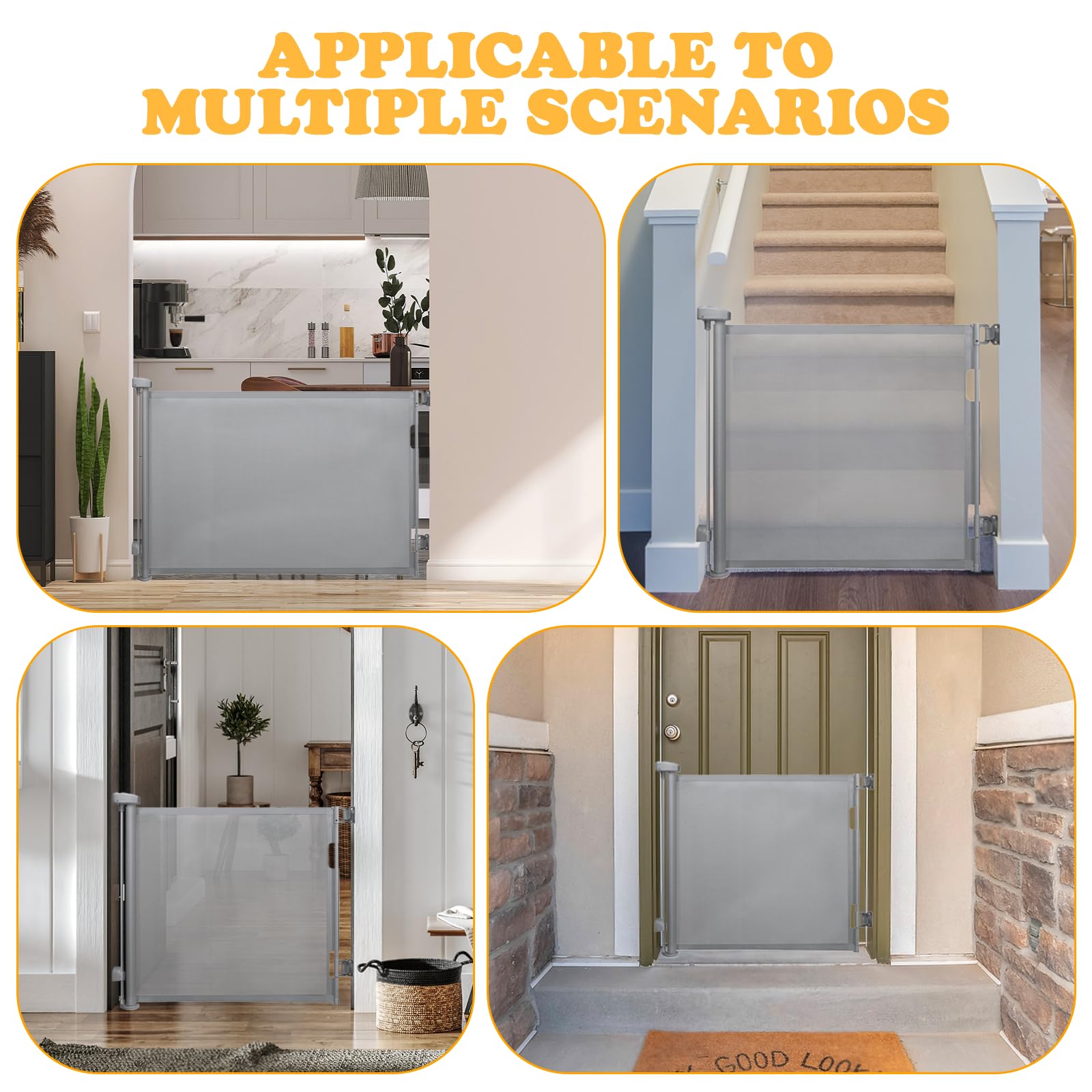 Retractable Baby & Pet Gate - Extends to 140cm Wide x 86cm Tall, One-Handed Operation for Doorways & Stairs - Image 4