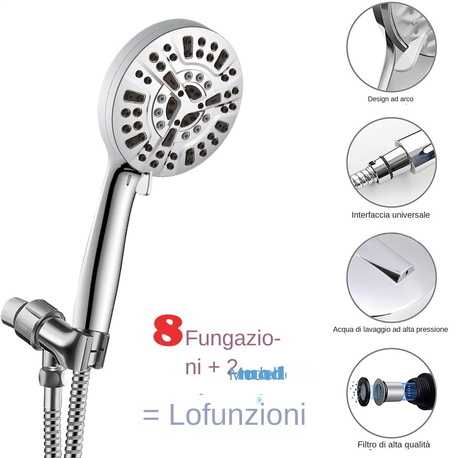 Guida per doccia portatile, soffione per ad alta pressione | 10 modalità Doccia portatile ad alta pressione flessibile - Accessori per il bagno, potente strumento per il bagno di viaggio a spruzzo d'a