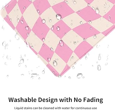 Seorsok Pink Checkerboard Mouse Mat,Premium Textured Mouse Pads for Office Laptop,Washable Square Aesthetic Cute Mousepads with Extended Stitched Edges Non Slip Rubber Base 9.5x7.8x0.12 Inch
