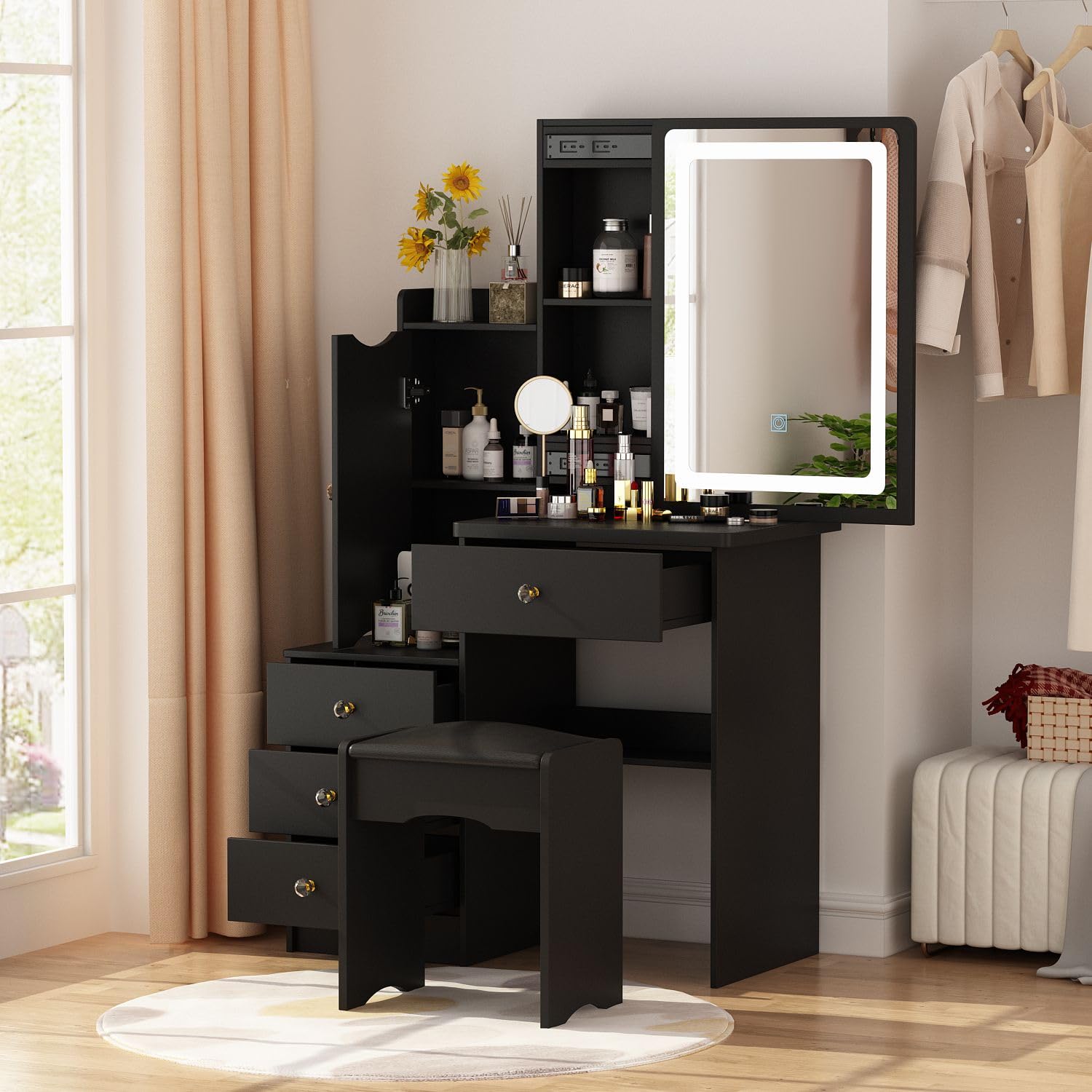 Buy FAY Vanity Mirror with Lights Desk and Chair, Vanity Desk with