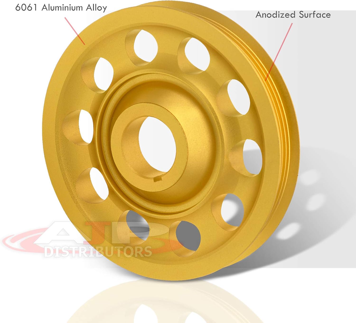 AJP Distributors Upgrade JDM Light Weight Aluminum Crankshaft Crank Shaft Pulley Wheel Kit Gold Compatible/Replacement For Integra Civic CRX Del Sol CRV B-Series B16 B18 B20 DOHC VTEC Engine