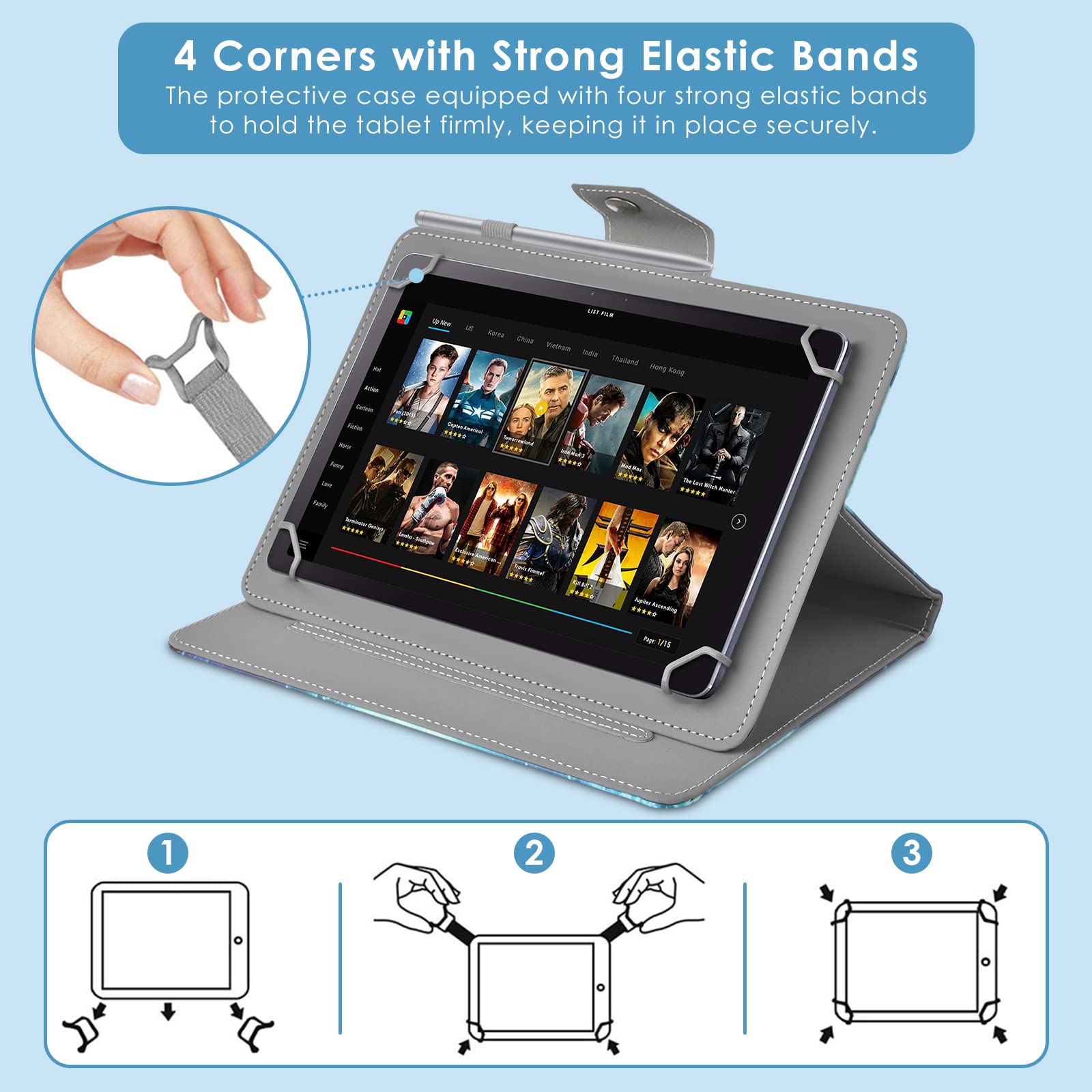 Custodia Universale Per Tablet 10.1-10.4 Pollici KATUMO Con Cinturino In Silicone Regolabile - Protezione Antiurto