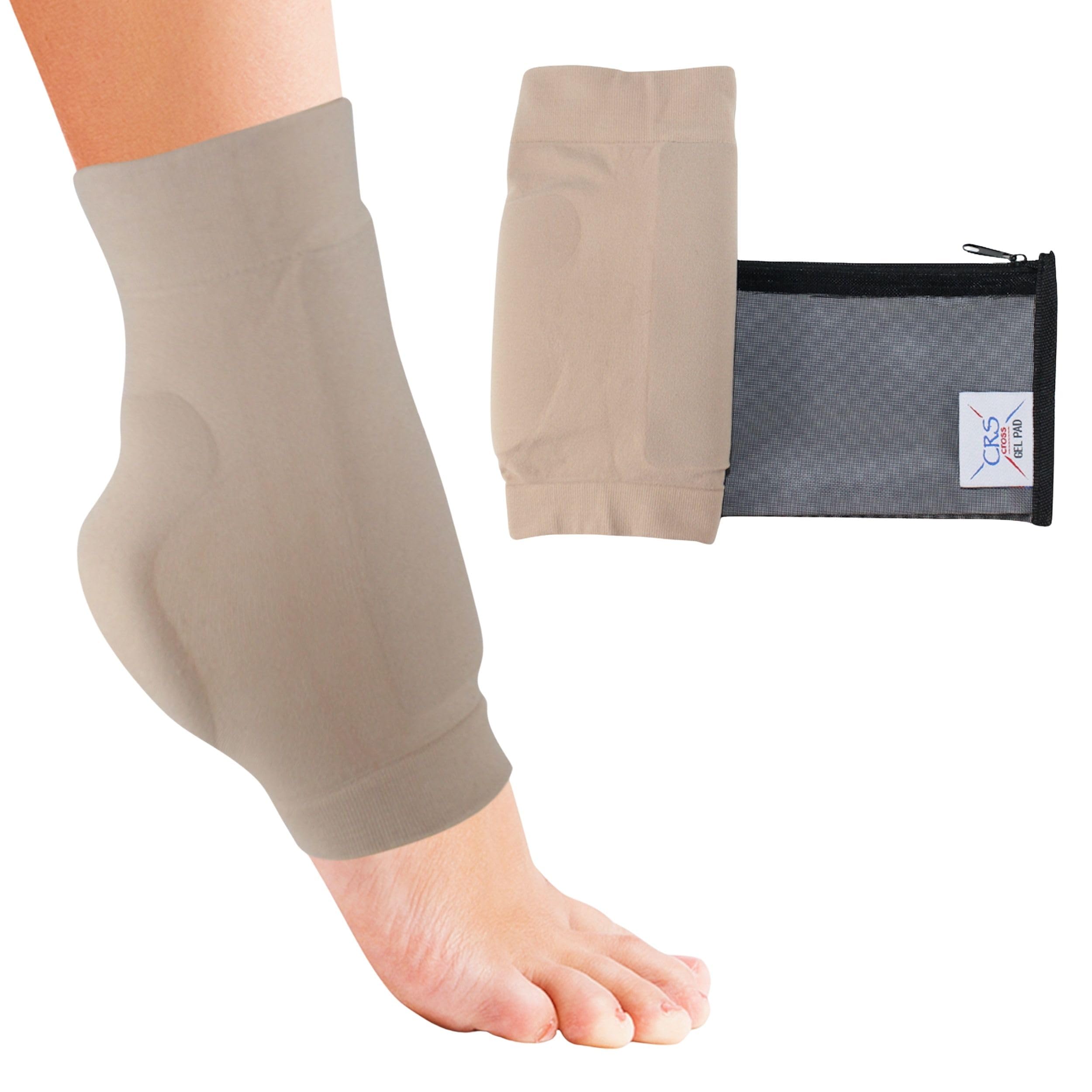 CRS Cross Boot Bumper Gel Sleeve. One Pair of Premium Padded Skate Socks to Cushion and Protect Achilles and Lace Bite. Two Gel Pads on each sleeve