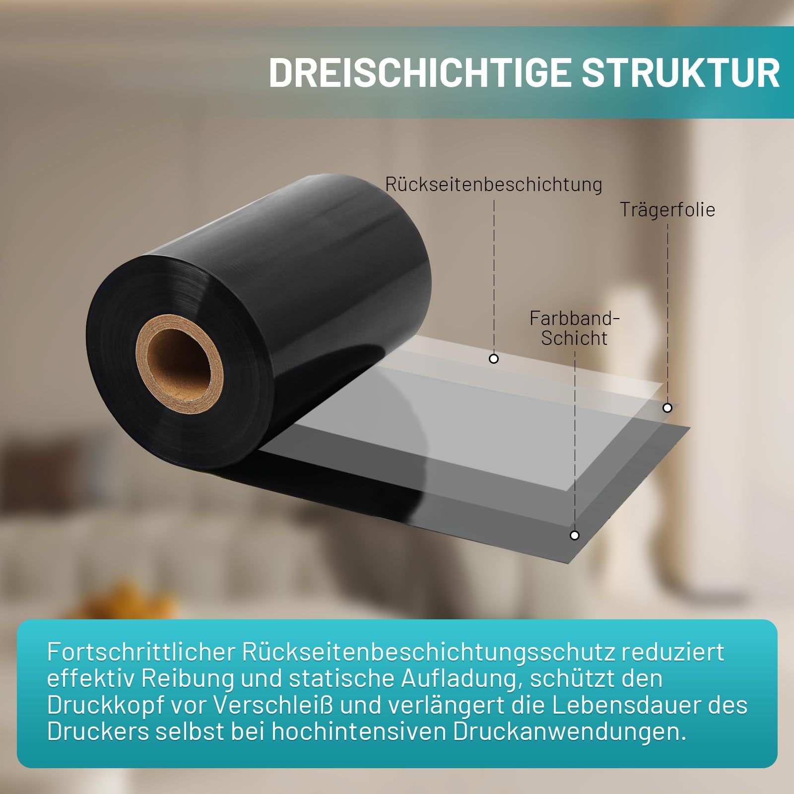 10 Rollen Harzverstärktes Wachsfarbband 110mm x 450m – 25mm-Kern Thermotransferband für Barcode-Etiketten, Außen-CSO, Kompatibel mit Zebra, Sato, Datamax, TSC, GoDex, Citizen