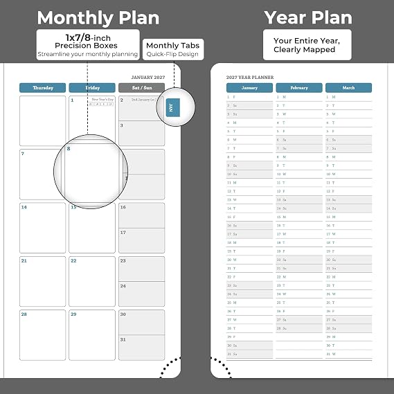 Weekly Monthly 2026-2027 Planner (July 26-Dec 27),6.5x3.75