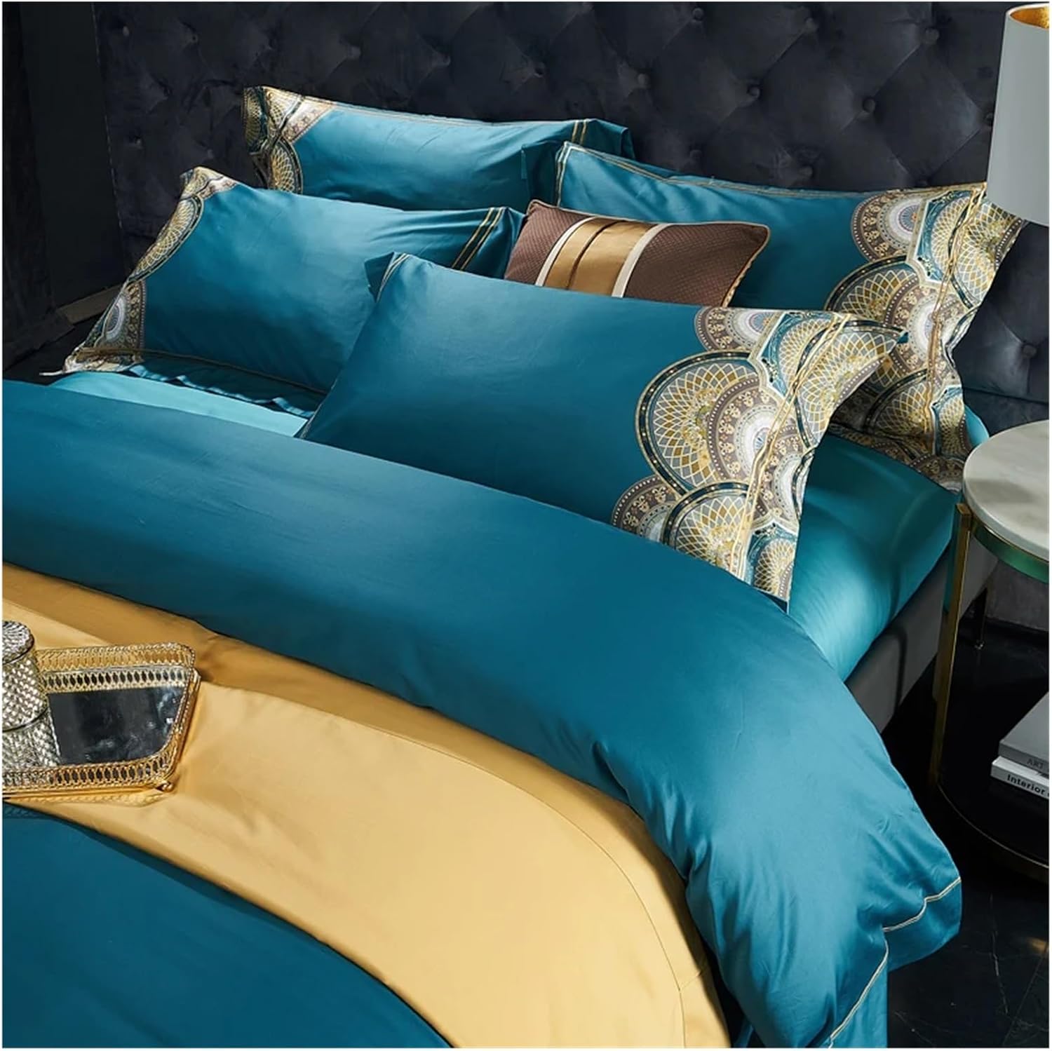 1400TC Egyptian Cotton bedlinen Waves Pattern Bedding Set King Queen Size Bed Linen Duvet Cover Bed Sheet Set Pillowcases,Bed
