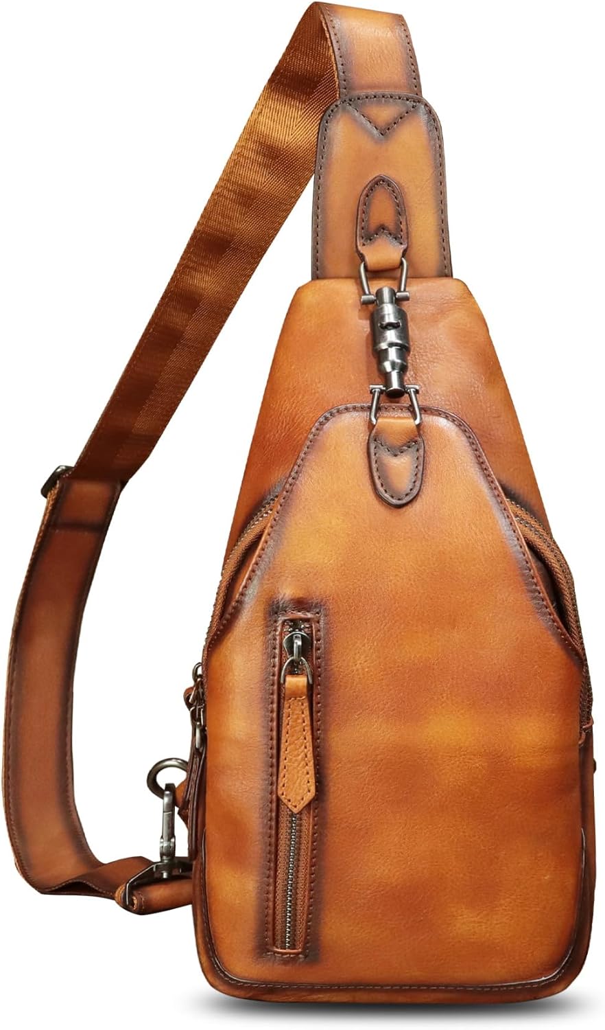 Genuine Leather Sling Bag for Women and Men Vintage Handmade Leather Sling Backpack Fashion Crossbody Bag Chest Purse - Image 2