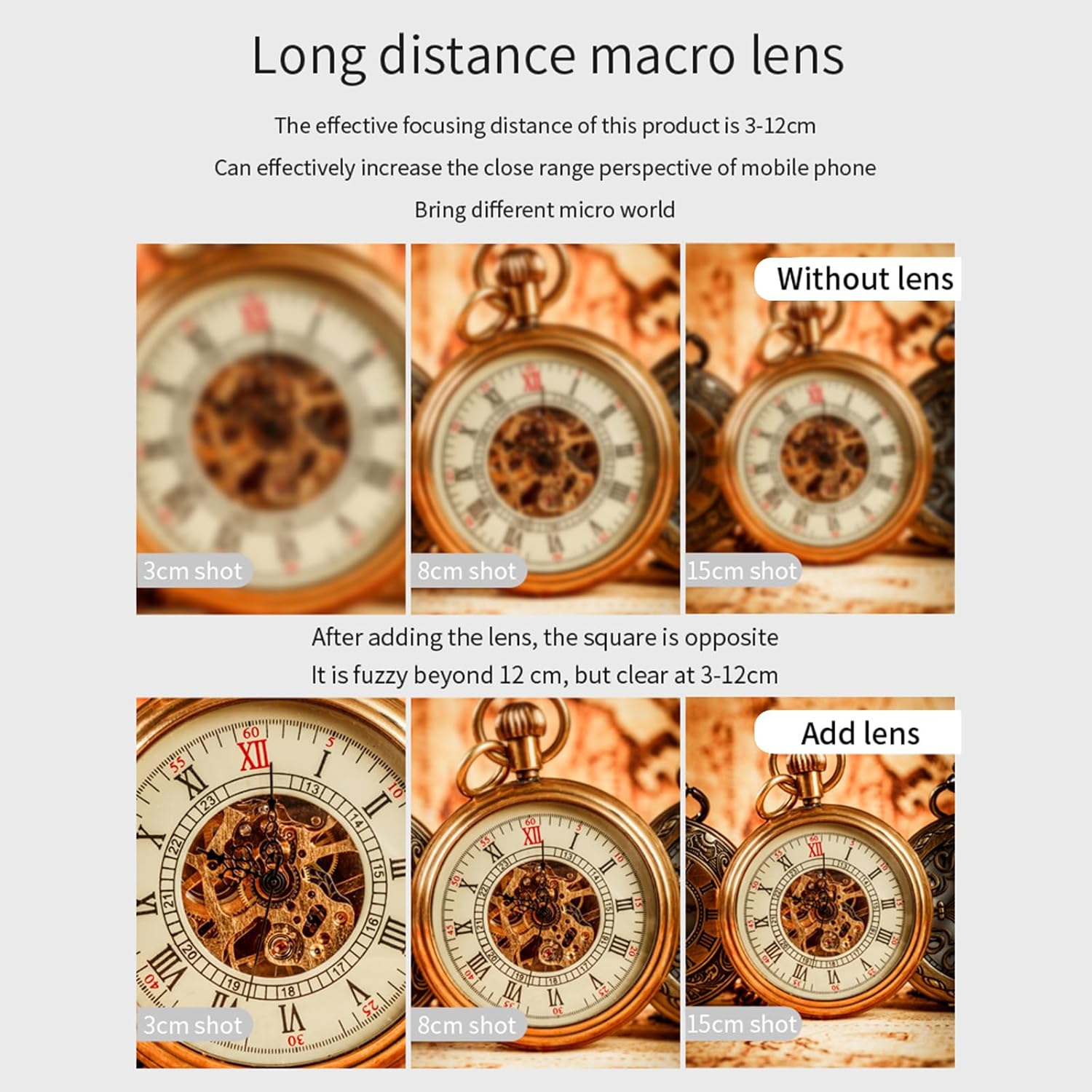 Andoer Universal Macro Lens for iPhone, 30-120mm, No Distortion, Prime, Fixed Focus, 4:1 Zoom, Optical Glass + Aluminum Alloy + ABS