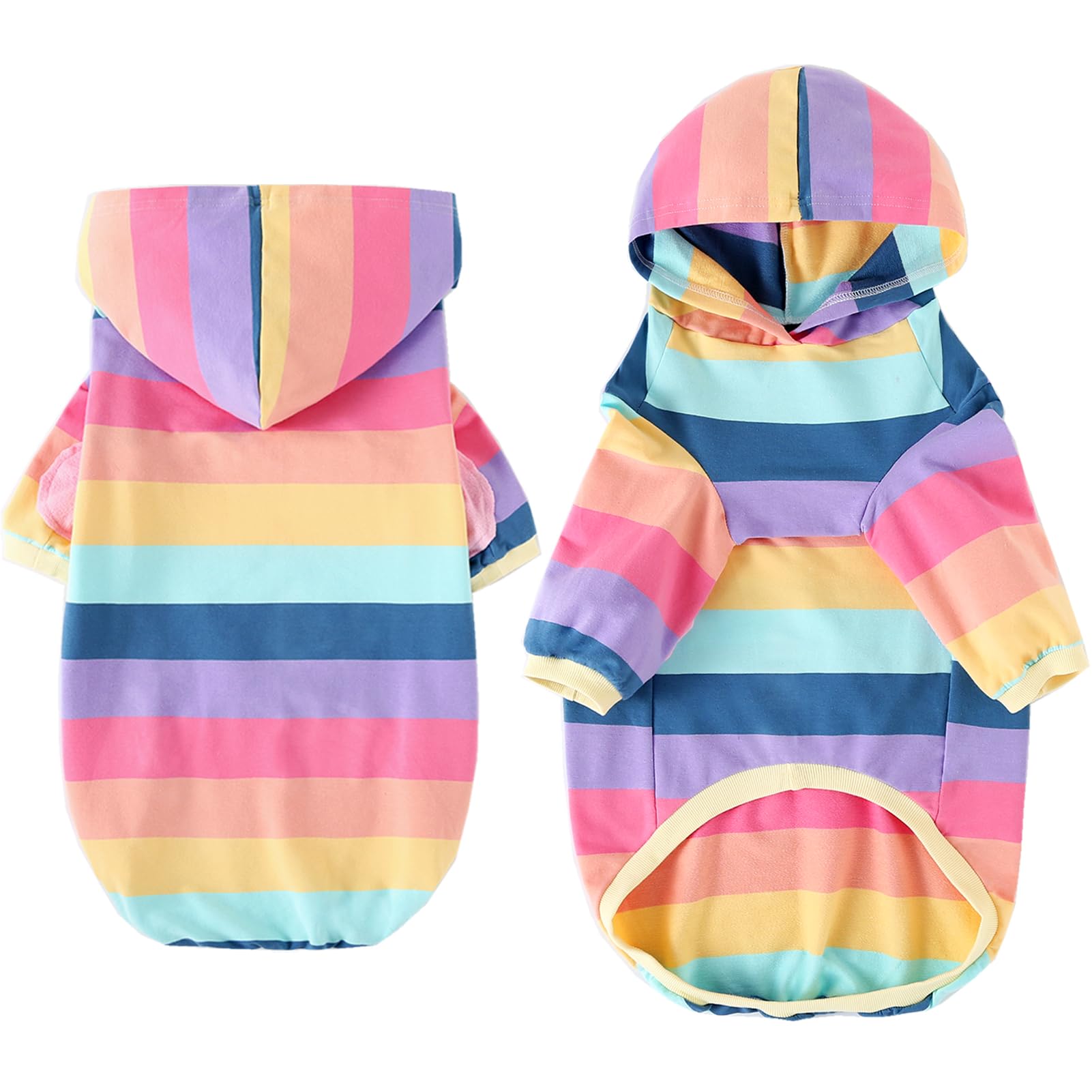Dog Cotton Hoodie Pullover Sweatshirts Soft and Stretch Pets Clothes Rainbow Stripe Hooded for Large Dogs?Stripe 3XL?