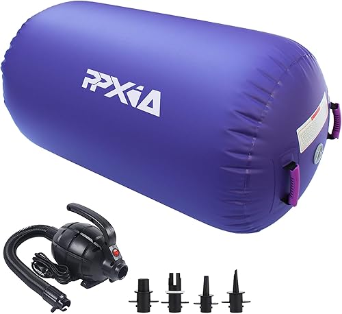 Miniatura 10 de PPXIA Colchoneta inflable para gimnasia con rodillo de aire, equipo de gimnasia con bomba para entrenamiento de yoga, animadoras, uso doméstico