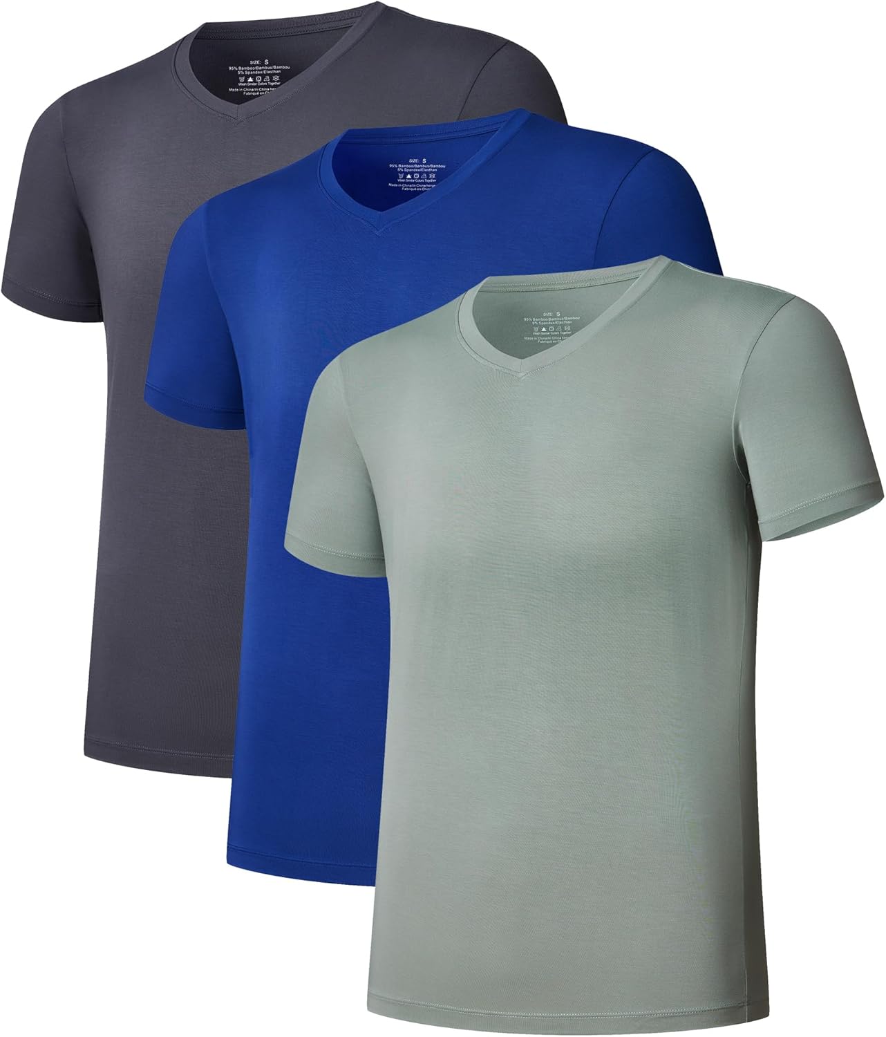 COLORFULLEAF Men's Undershirt Bamboo Rayon V Neck T Shirts Men Short Sleeve Moisture-Wicking Tees Slim Fit Underwear