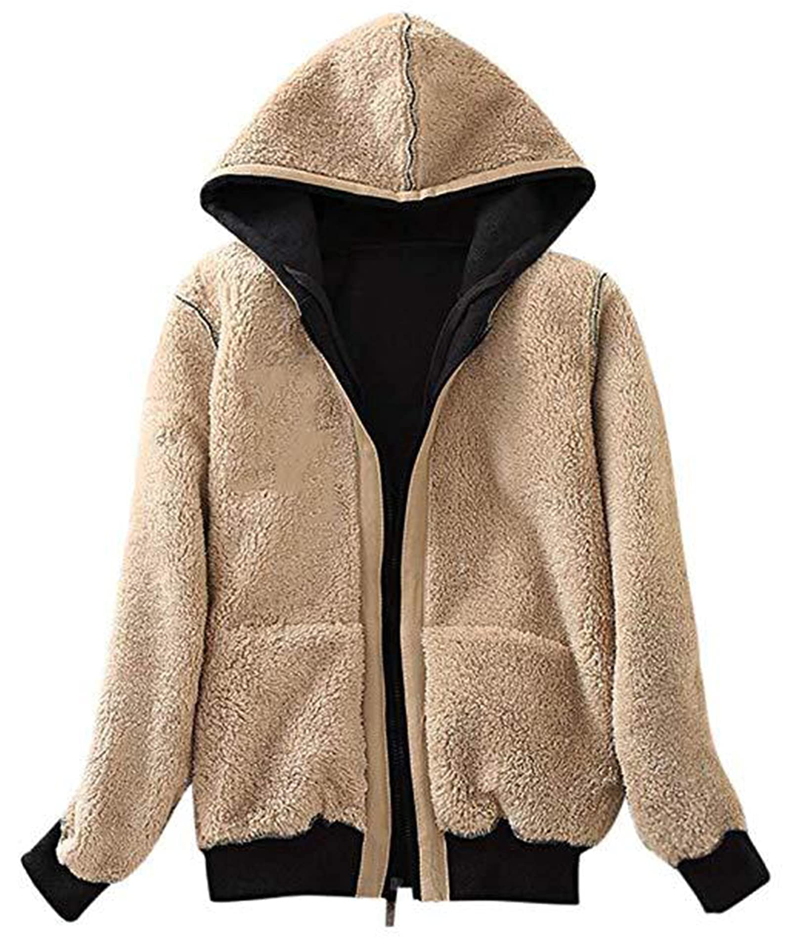 JACKETOWN Felpa con Cappuccio da Donna Giacca con Cappuccio da Donna con Cerniera di Base Spessa e Calda Maglione Maglione in Pile Maglione Slim Fit Autunno/Inverno Felpa Sportiva