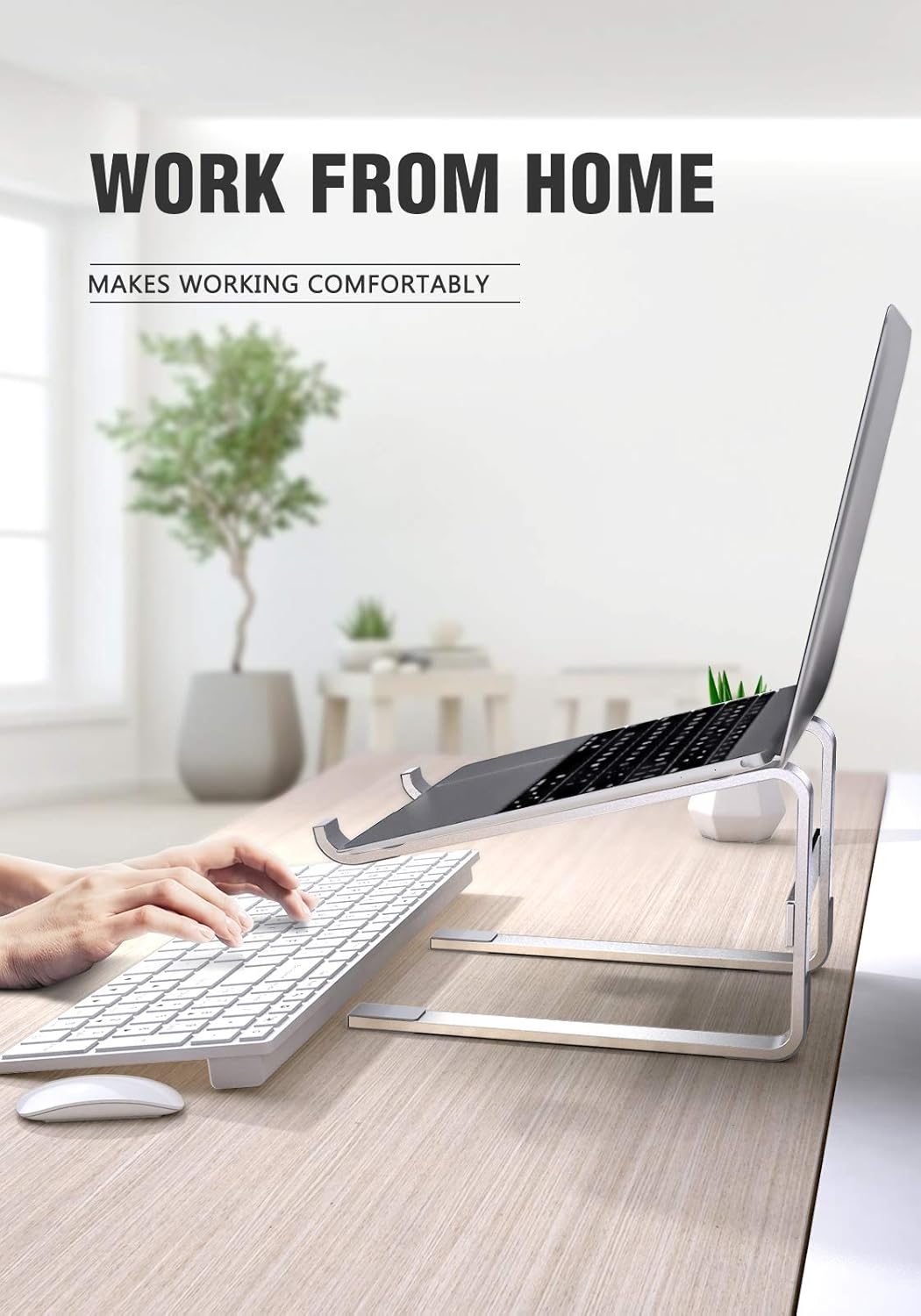 Laptop Stand for Desk, SOQOOL Laptop Riser for Desk, Ventilated Ergonomic Aluminum Laptop self Compatible with 11 14 15.6 17.3 Inch Work from Home (Silver) : Electronics