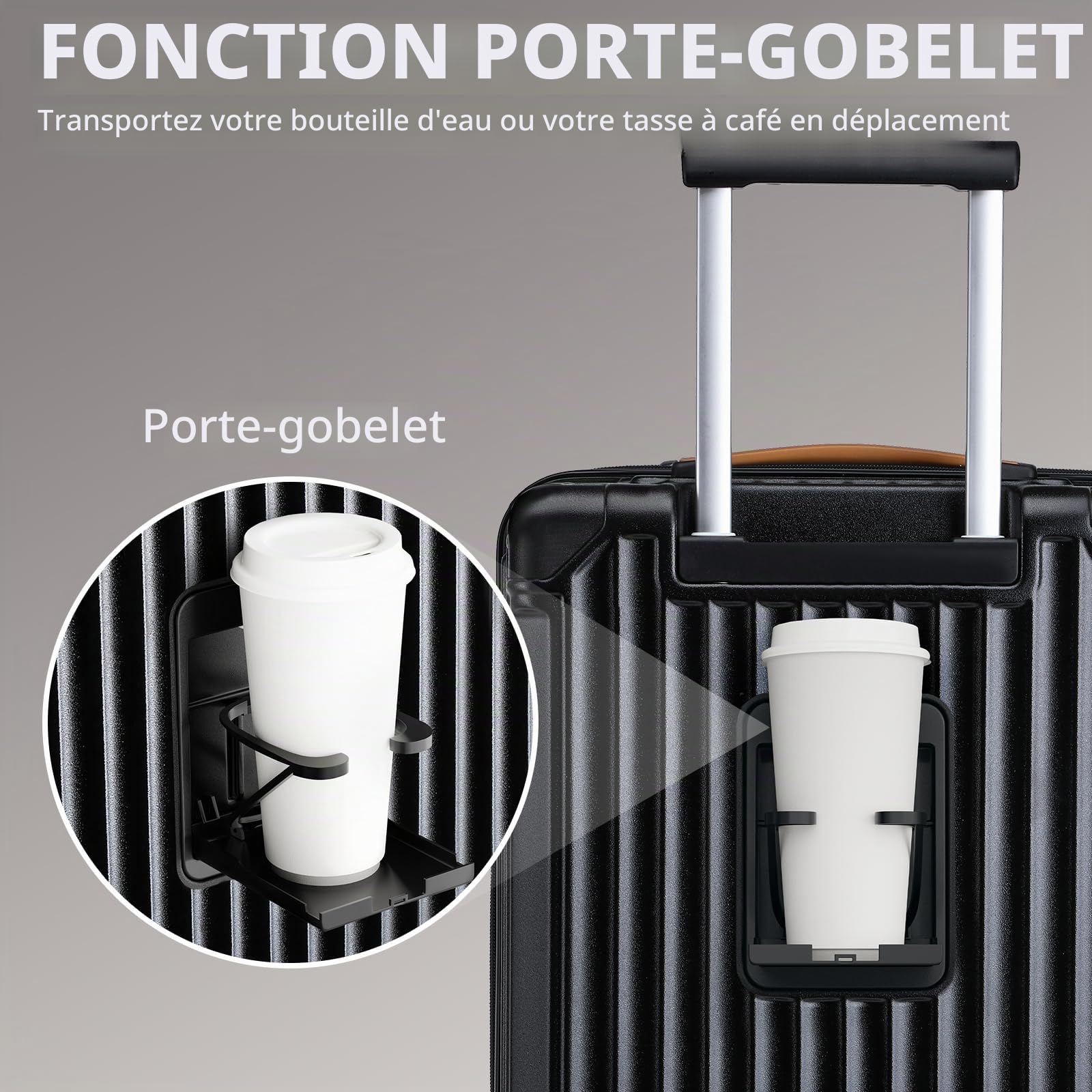 Joyway Set de 5 Valises, Ensemble Bagages Rigide en ABS+PP, Capacité Extensible 25%, avec Porte-Gobelets, Roues Antiglisse à 360° y Serrure TSA Idéal pour Les Familles ou Les Longs Trajets