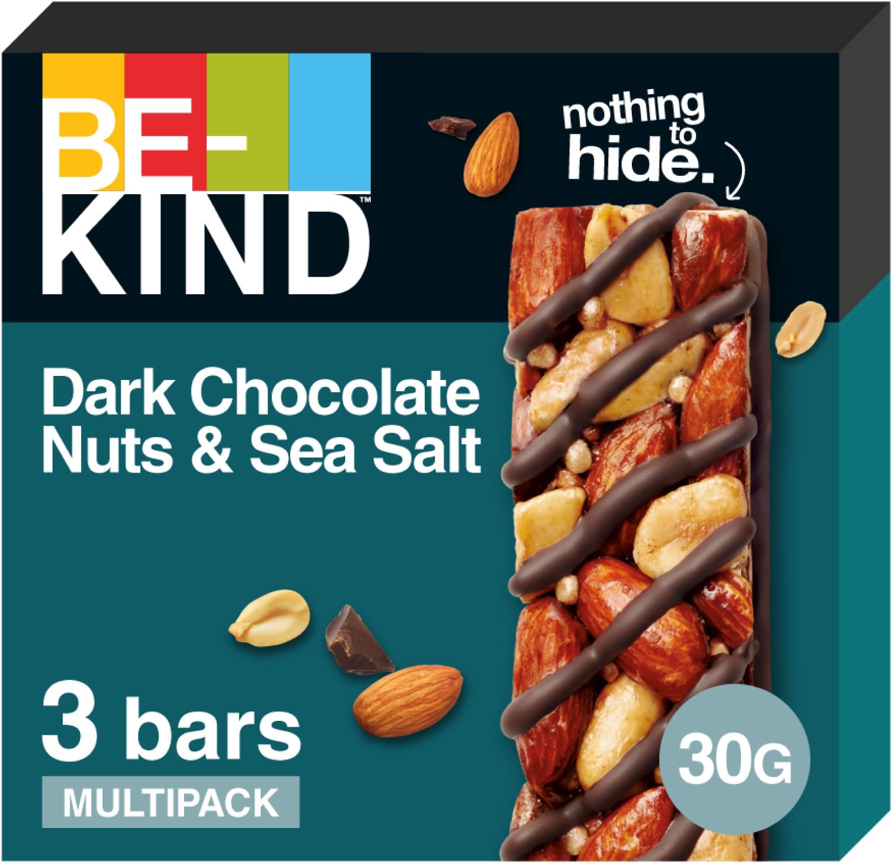 – BE-KIND Dark Chocolate Nuts & Sea Salt Pack of 3x30g Snack Bar, Gluten Free Snacks, High Fibre, Source of Protein, No Artificial Preservatives, No Artificial Colors, No Artificial Flavours