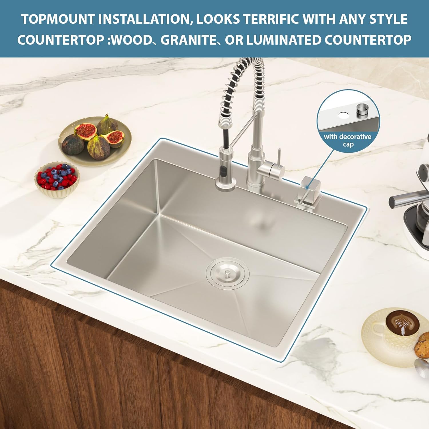 25 Inch Drop In Kitchen Sink - Lepuday 25×22x9 inch Kitchen Sink Drop In Stainless Steel Topmount Sinks 16 Gauge Single Bowl Top mount Sinks