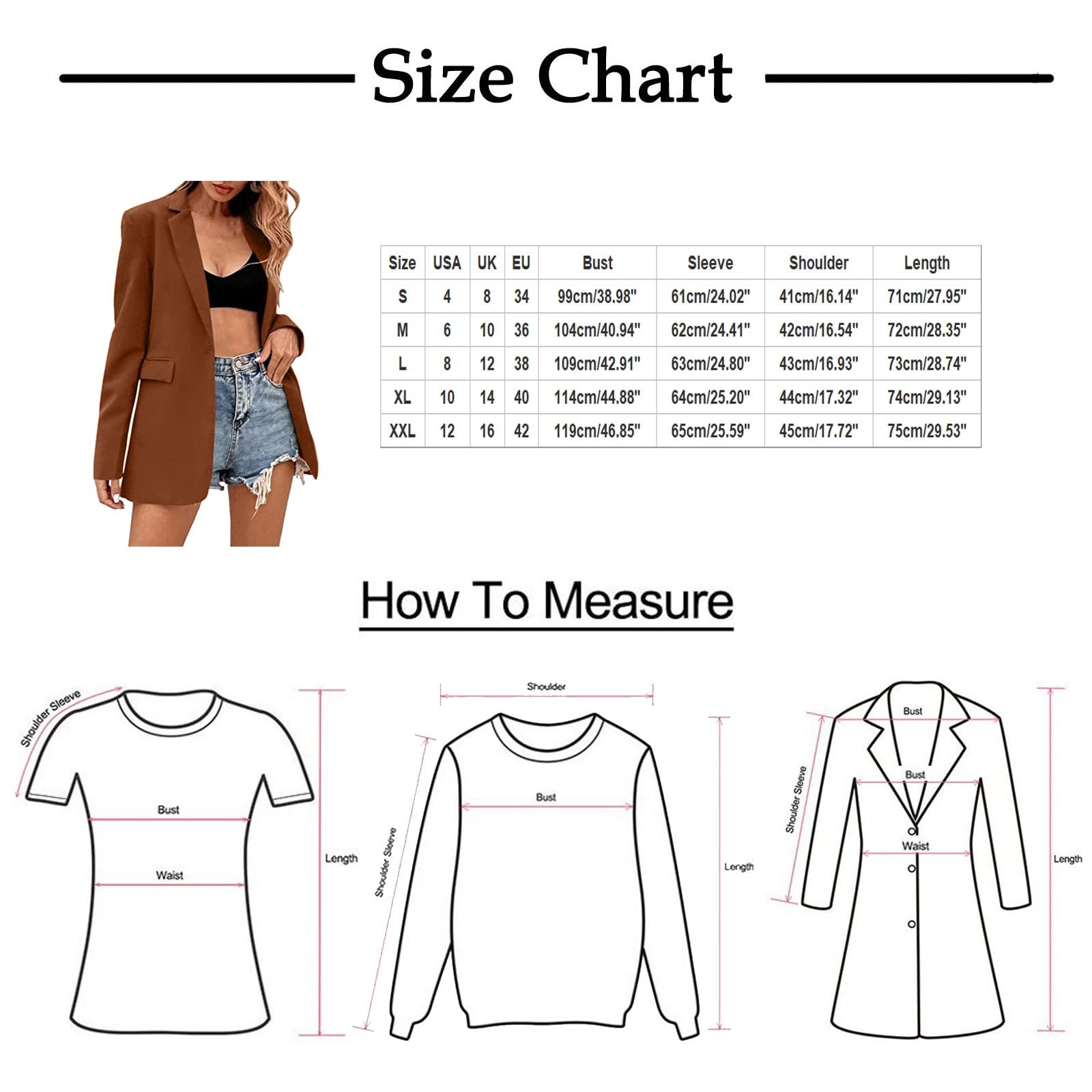 Chaqueta Traje Mujer Profesional, Americana Entallada de Manga Larga con Solapa, Blazer Elegante para Oficina, Negocios y Trabajo Diario