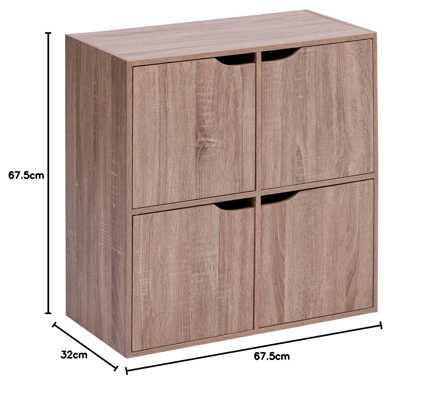 5Five - Scaffale contenitore con ante miste beige - 4 scomparti - 67,5x32x67,5 cm - Organizzazione della casa, soggiorno, camera da letto, accessorio per ufficio