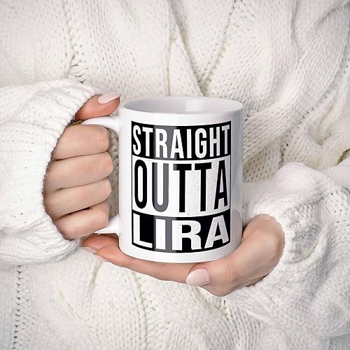 Miniatura 2 de Lira Last Name Gift. Personalized, Custom "Straight Outta" Surname Sign Coffee Mug. 11 Ounces.