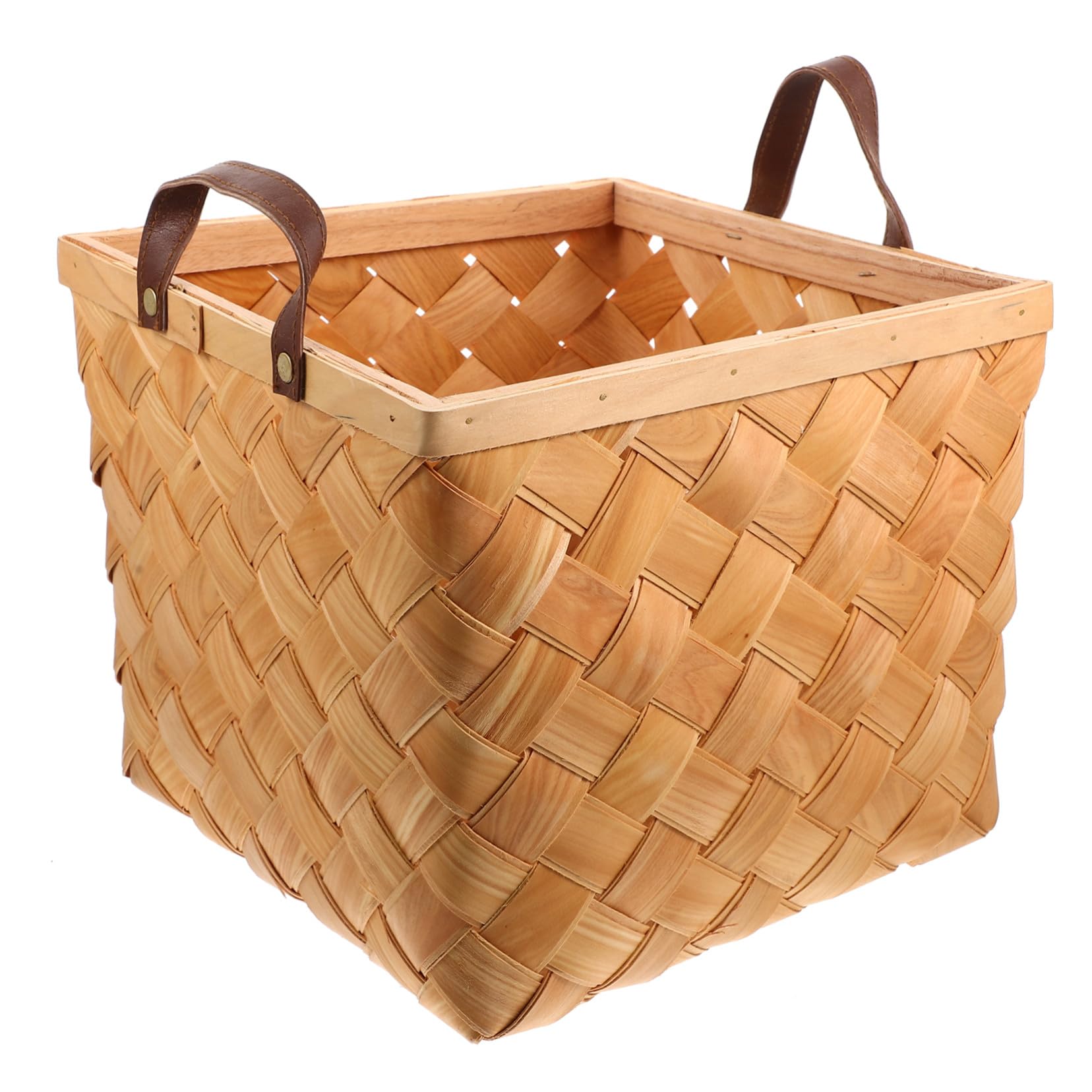 Cesta de frutas tejida a mano de gran capacidad con asa para organizar la cocina de casa