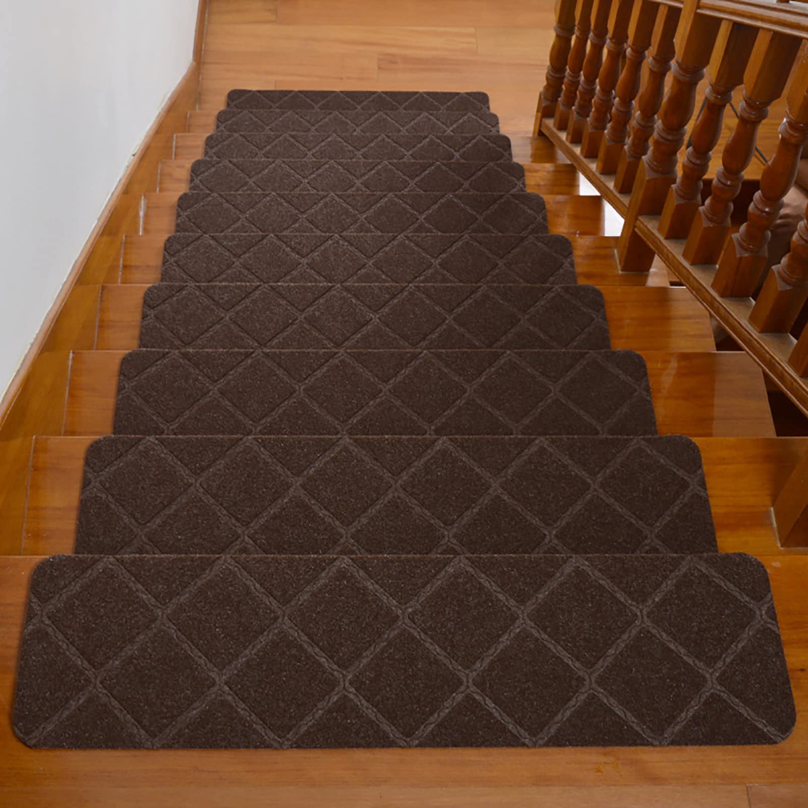Tapis d'escalier haut de gamme en peluche moelleuse et marches d'escalier antidérapantes