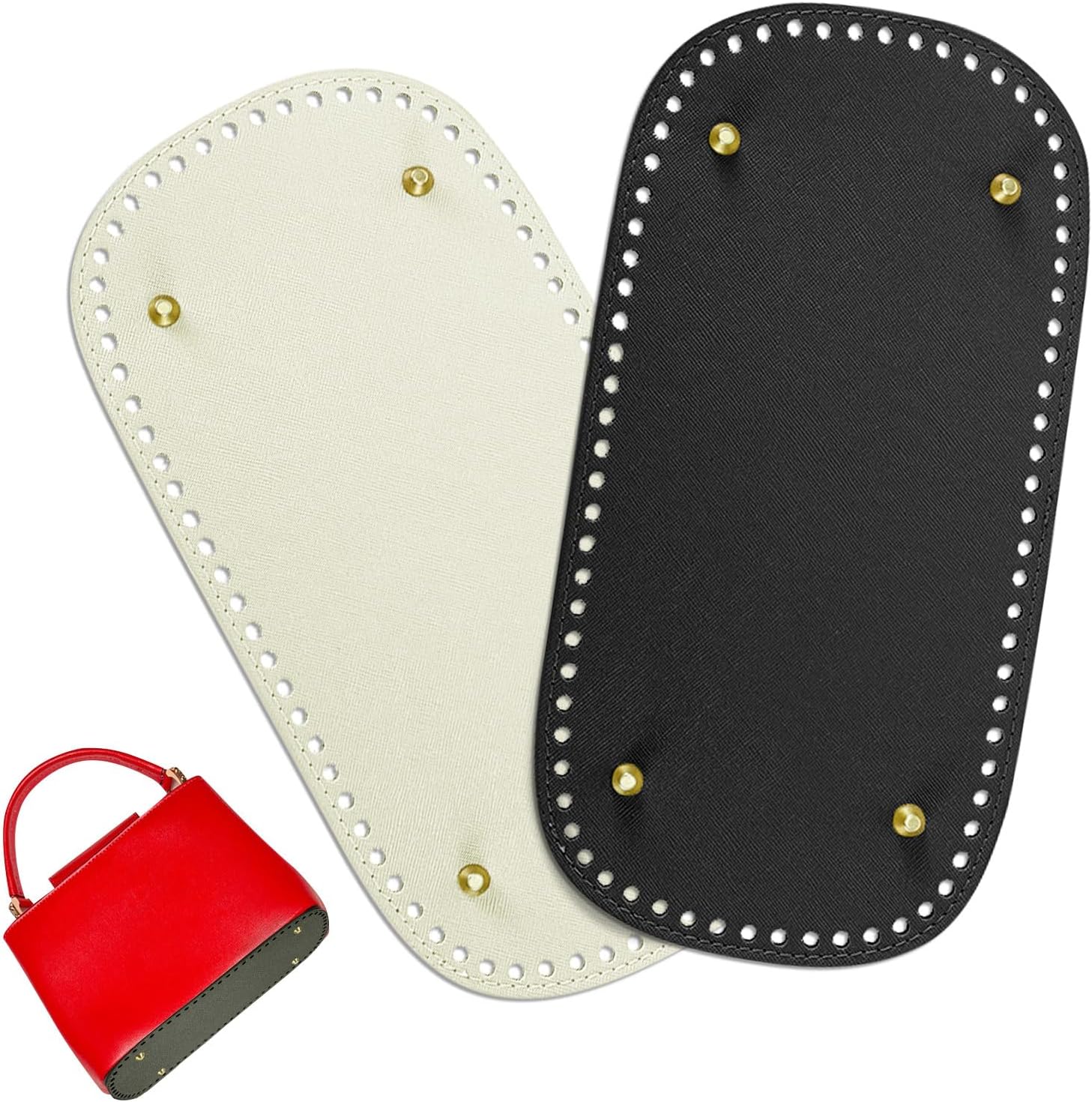 Realand 2Pcs Oval Large Size Purse Bottoms for Crocheting, with Holes for DIY Bag Shaper, Leather Purse Making Supplies, Crochet Basket Bottoms for Crochet Base