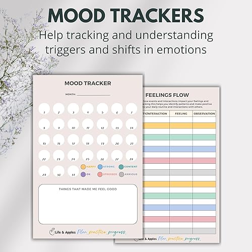 Miniatura 5 de Life & Apples Tune-in Journal Diario de salud mental para aliviar la ansiedad y el estrés - Cultiva la positividad y el cuidado personal - Diario de