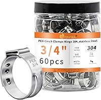 Vista 13 de 60 piezas de anillos de abrazaderas de cincha PEX de 1 pulgada, abrazaderas de manguera de una oreja de acero inoxidable 304, anillos de crimpado