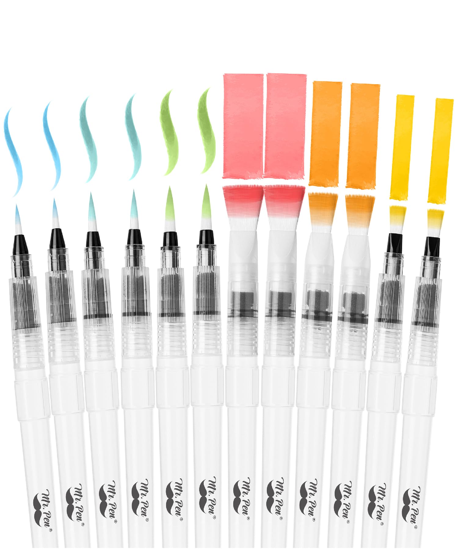 Mr. Pen- Watercolor Brush Pens, 12 pcs, Watercolor Brushes Set, Water Brush Pen, Water Color Pens, Watercolor Brush Set, Refillable Brush Pen,