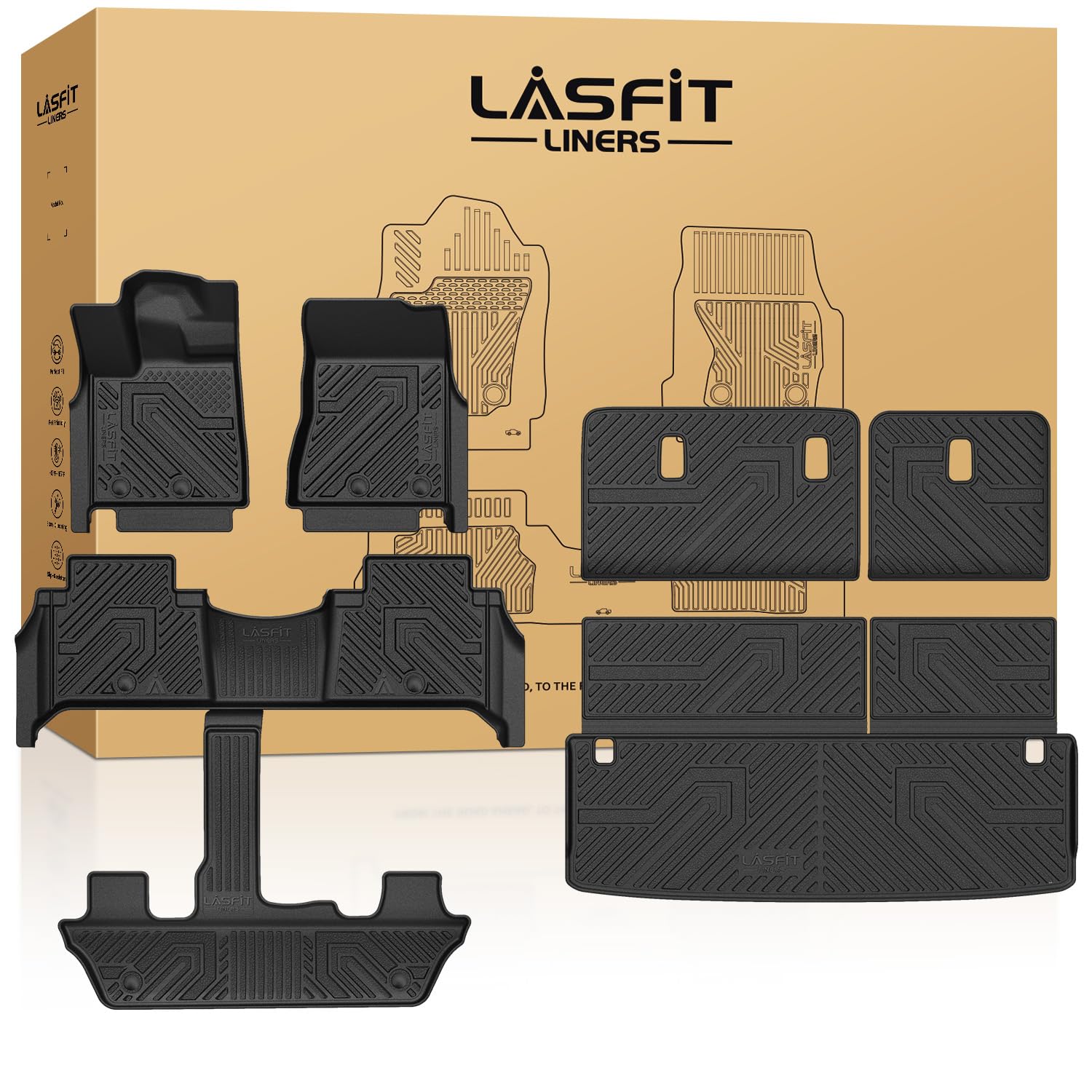 LASFIT Floor Mats Seatback Mats Cargo Mat for Nissan Armada 2025-2026 Infiniti QX80 Fit 7seats Not Fit 8