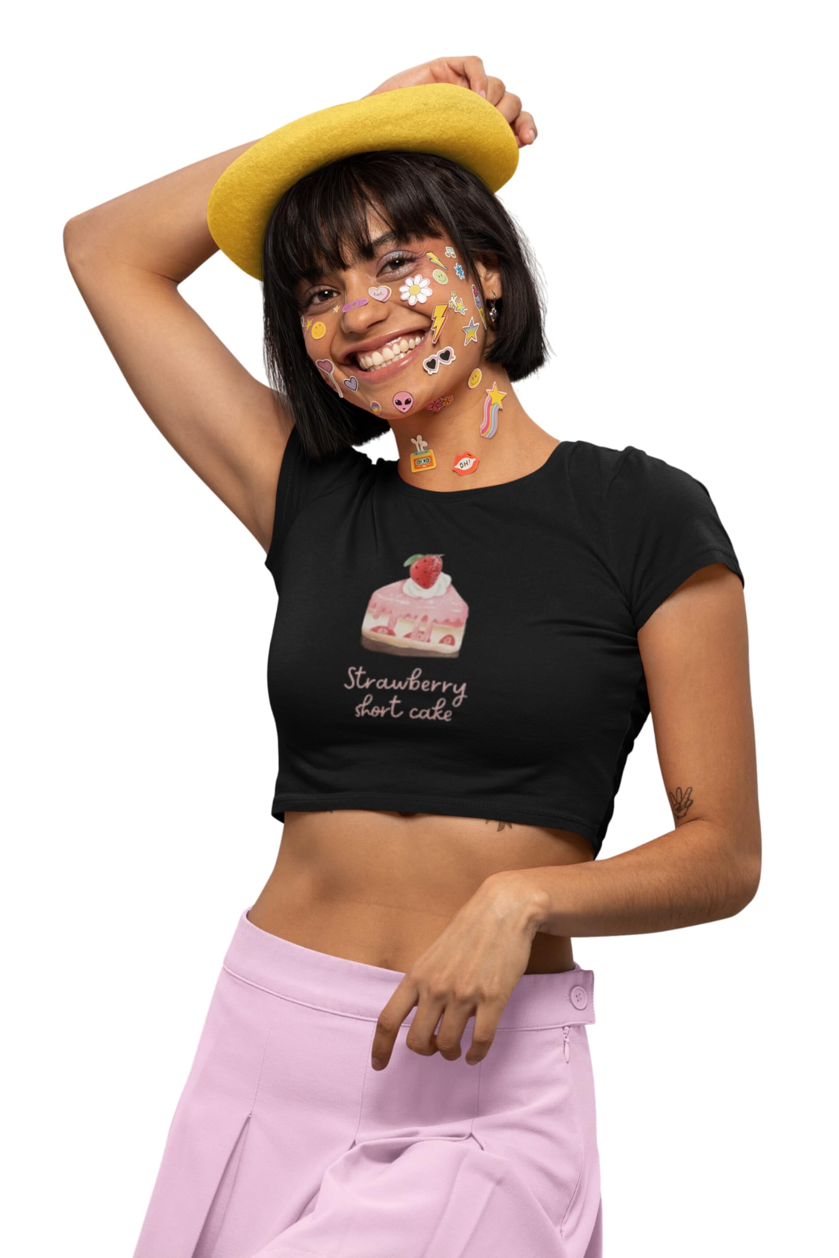 Broke Memers Strawberry Short Cake Shaw-tees Slim Fit Pure Cotton Pinterest Crop Tops for Women