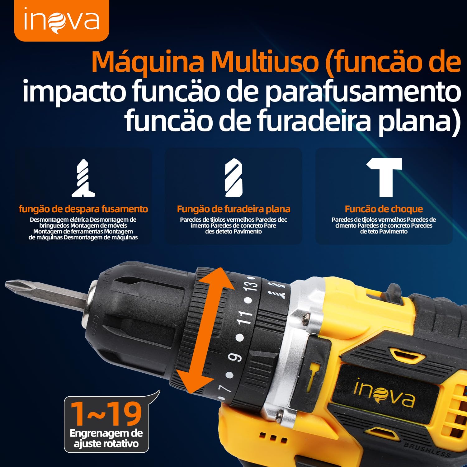 Parafusadeira e Furadeira à Bateria 12V, Kit Parafusadeira com 2
