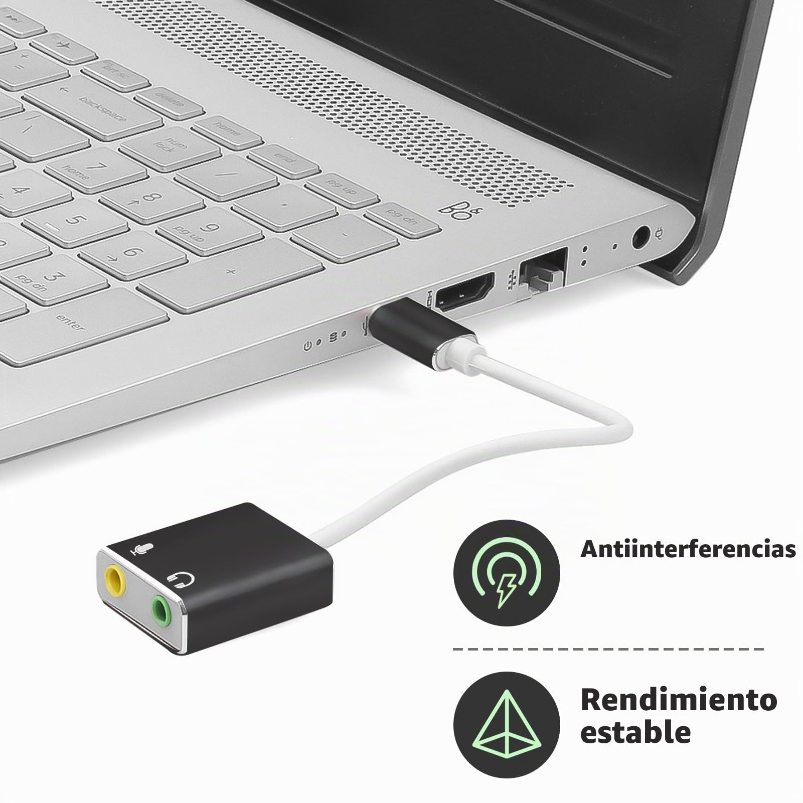 Adaptador Audio USB-C a Jack 3,5 mm con Entrada de Micrófono para Auriculares, Tarjeta de Sonido Externa Estéreo 3D, Compatible con PS4, PS5, Windows, Mac, Plug & Play, Sonido de Alta Fidelidad