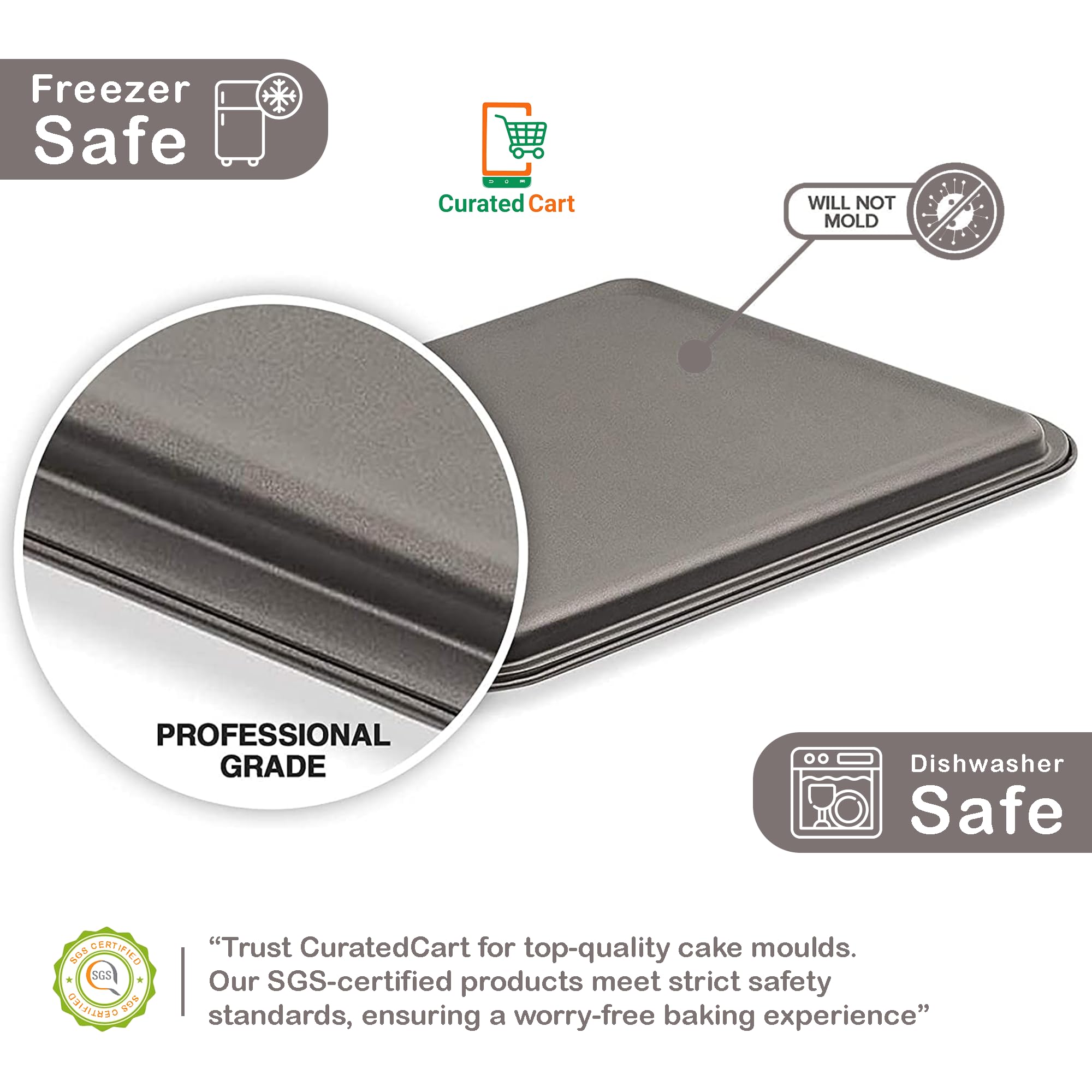 PureBake Baking Tray for Microwave Oven, Nonstick Baking Sheet Pans, Non-Toxic and Rimmed Carbon Steel Cookie Sheet Tray, Warp and Rust Resistant, Heavy Gauge Steel Oven Baking Sheets 1
