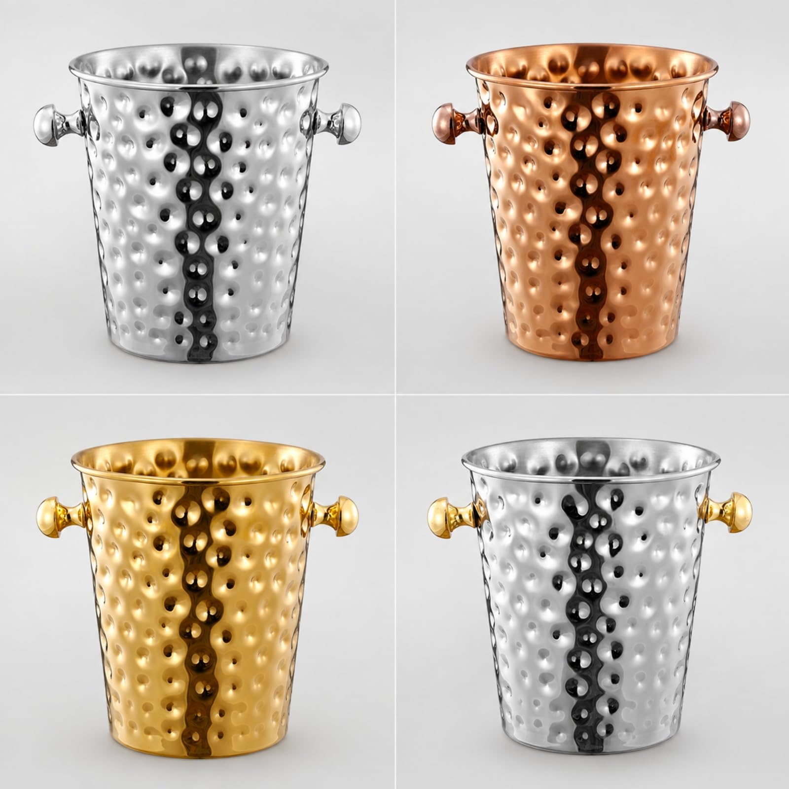 LOVIVER Cubo Hielo Acero Inoxidable 5 L Cubo Hielo Martillado Portátil Refrigerador Bebidas Acero Inoxidable para Fiestas, Casa, 5L