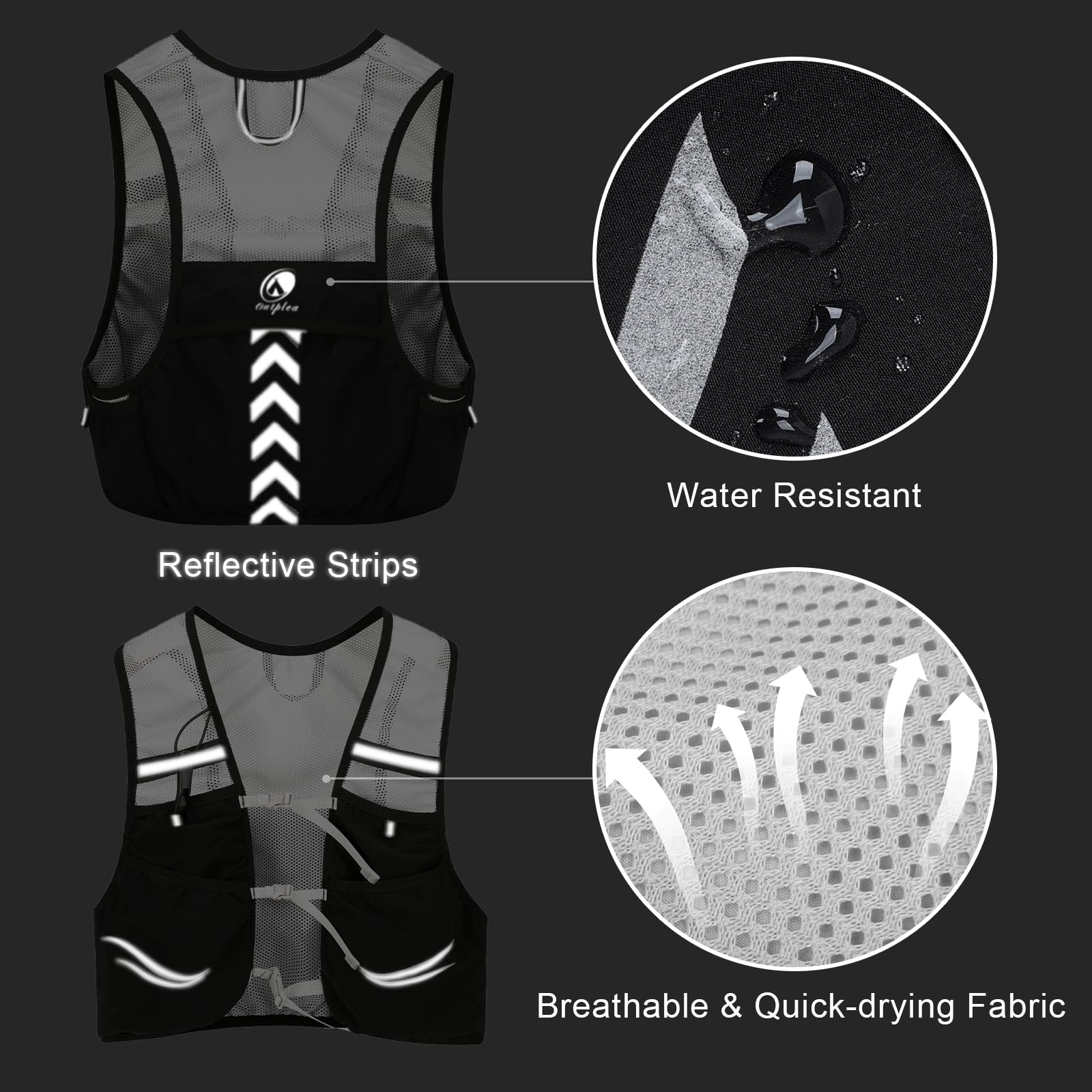 Outplea Hydratatie Vest Pack met 2L Waterzak, Lichtgewicht Reflecterend