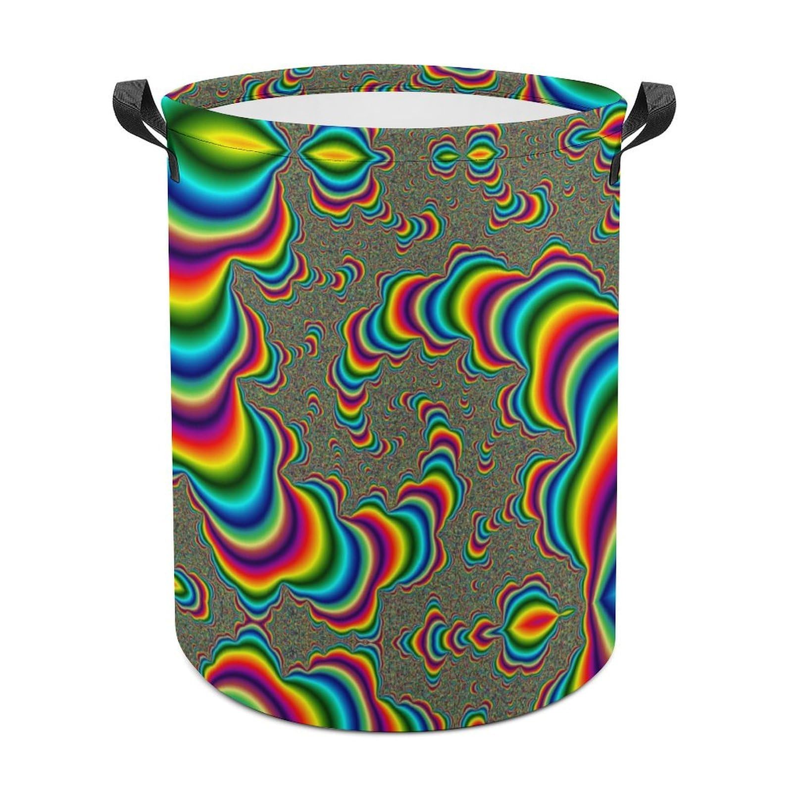 Wlntrophic Laundry Hamper, Psychedelic Trippy Rainbow Laundry Basket, Washing Basket with Handle