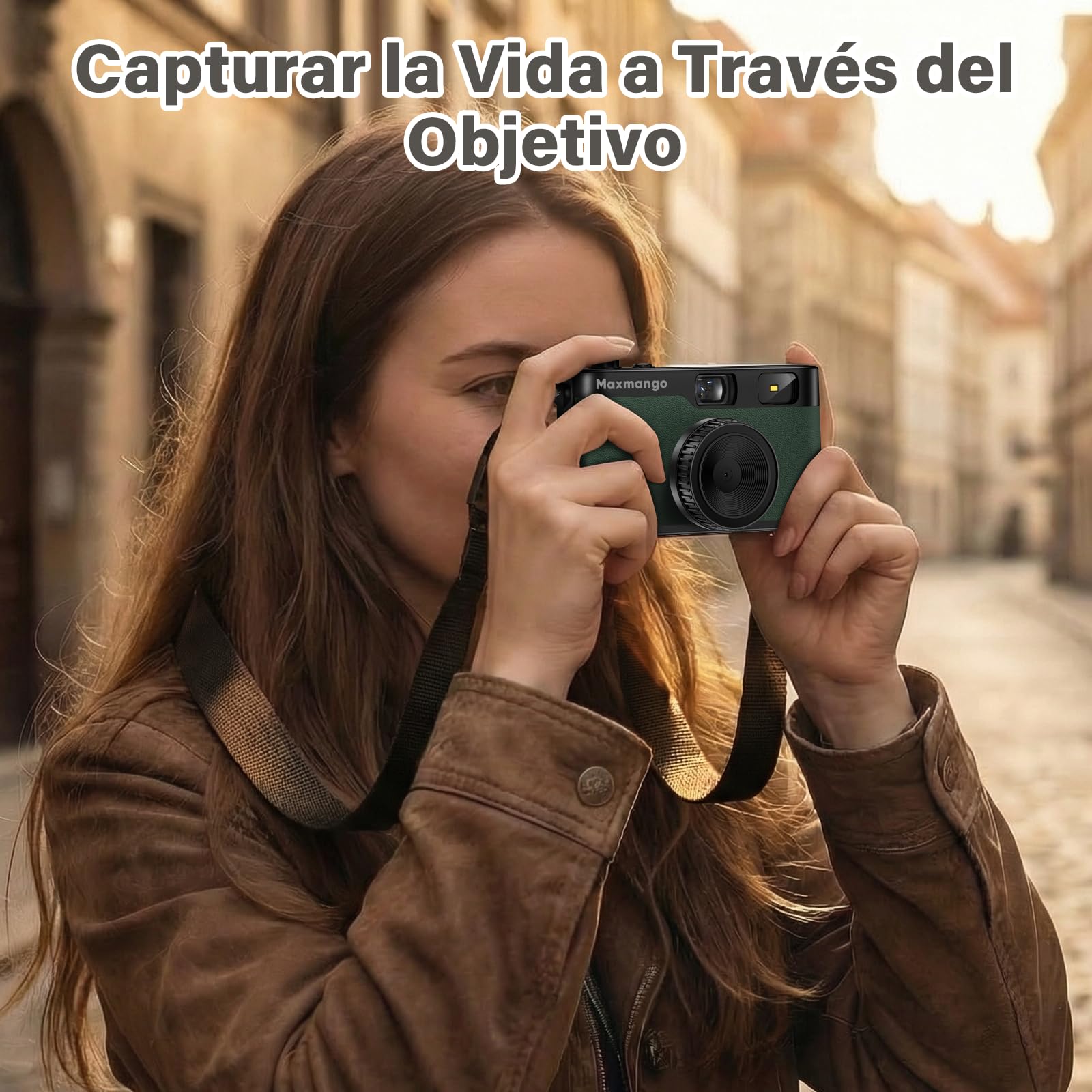 Maxmango D53 Camara Vintage Digital sin Pantalla, Cámara Retro 12 MP para Capturar Momentos Reales, Filtros DIY Descargables, Transferencia USB-C, Tarjeta SD de 8 GB Incluida (Verde)